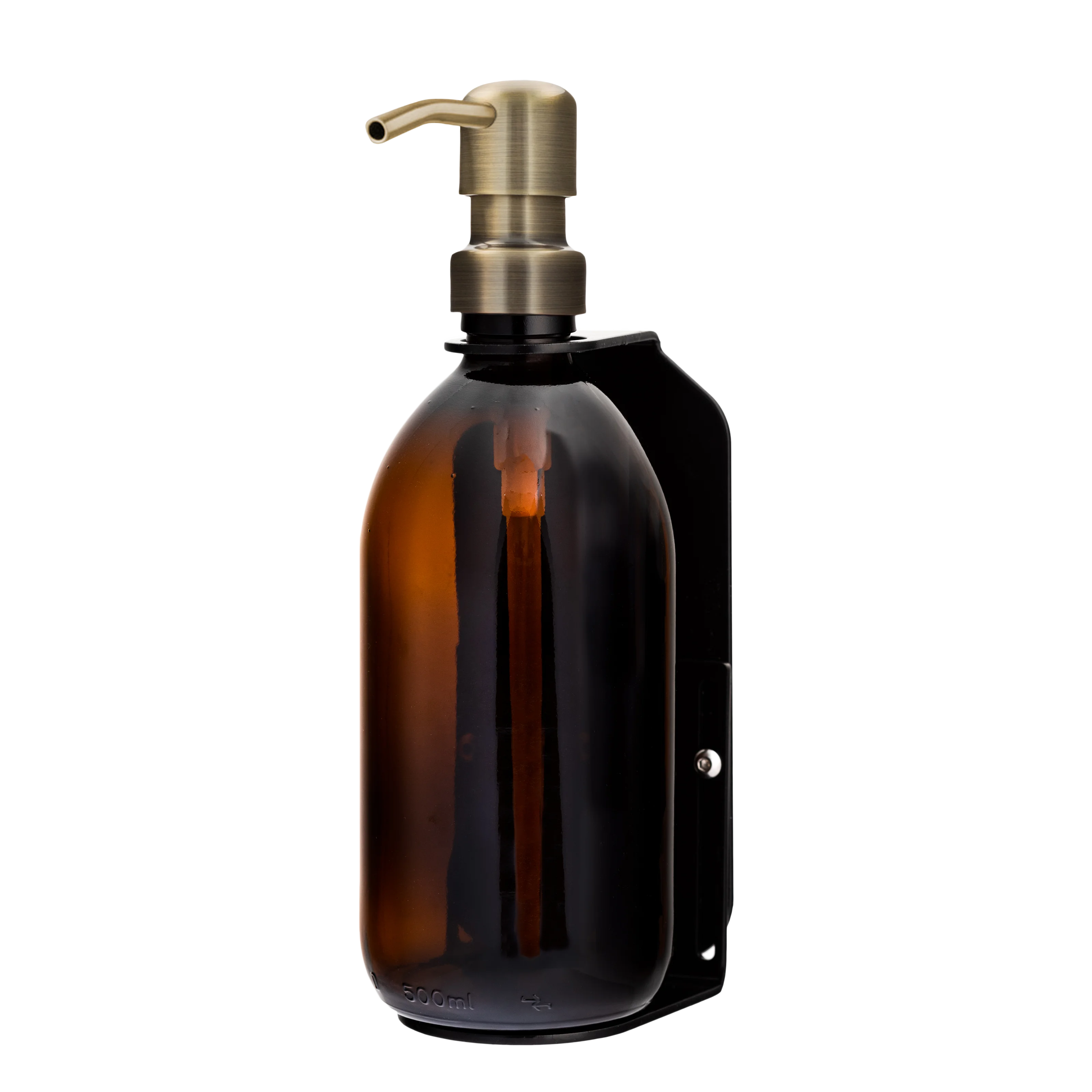 Black Single Wall Mounted Soap Dispenser 250ml amber dispenser and gold pump