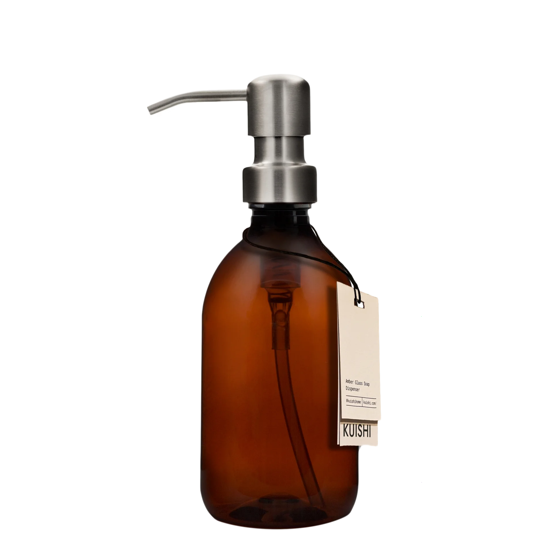 Amber Plastic Soap Dispenser with Stainless Steel Pump 250ml Silver