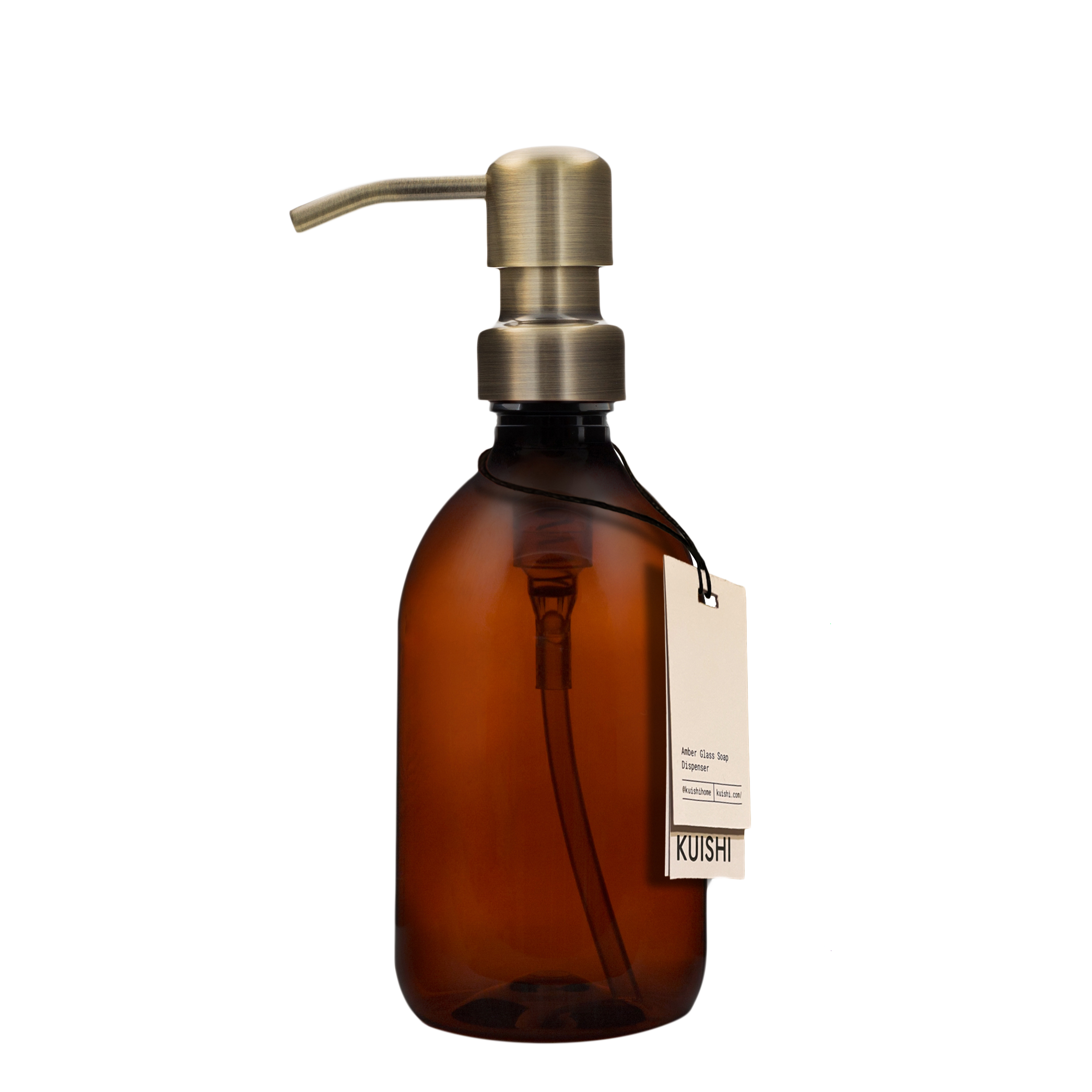 Amber Plastic Soap Dispenser with Stainless Steel Pump 250ml Gold