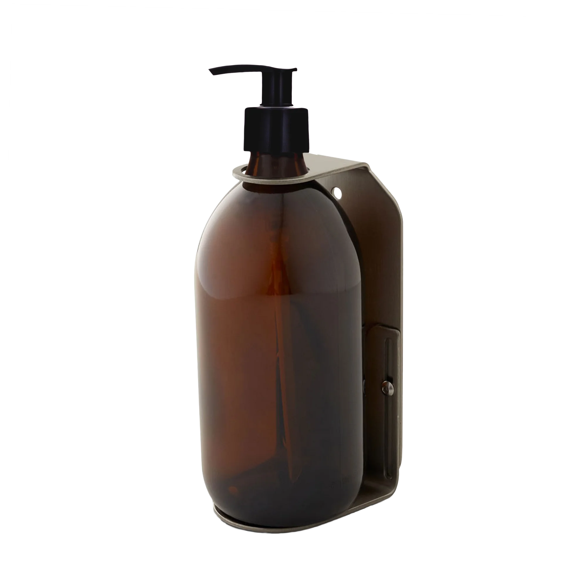 Dispensador de jabón de pared simple plateado satinado Dispensador ámbar de 500 ml con bomba de plástico