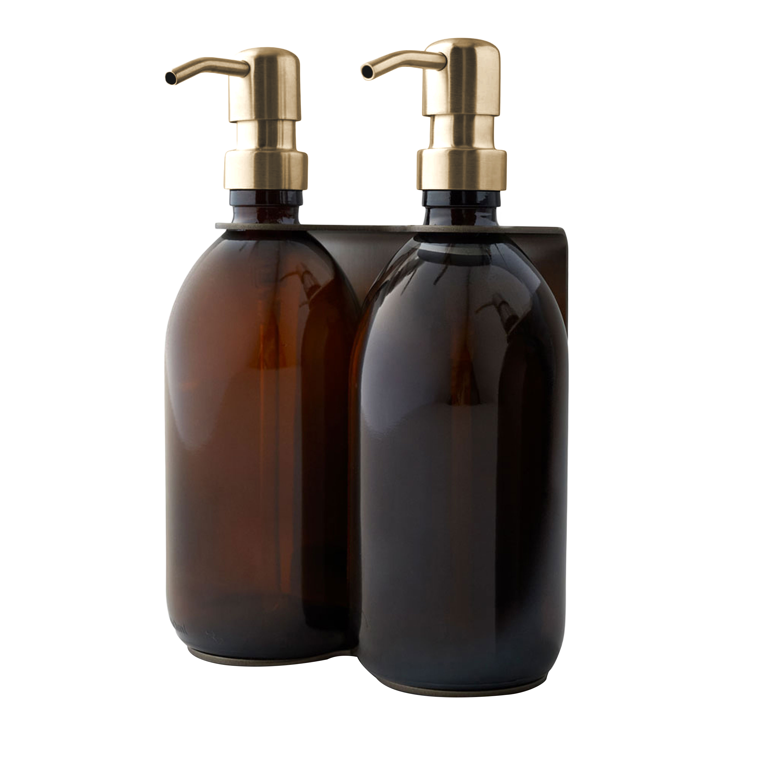 Satin Silver Double Wall Mounted Soap Dispenser 250ml Gold