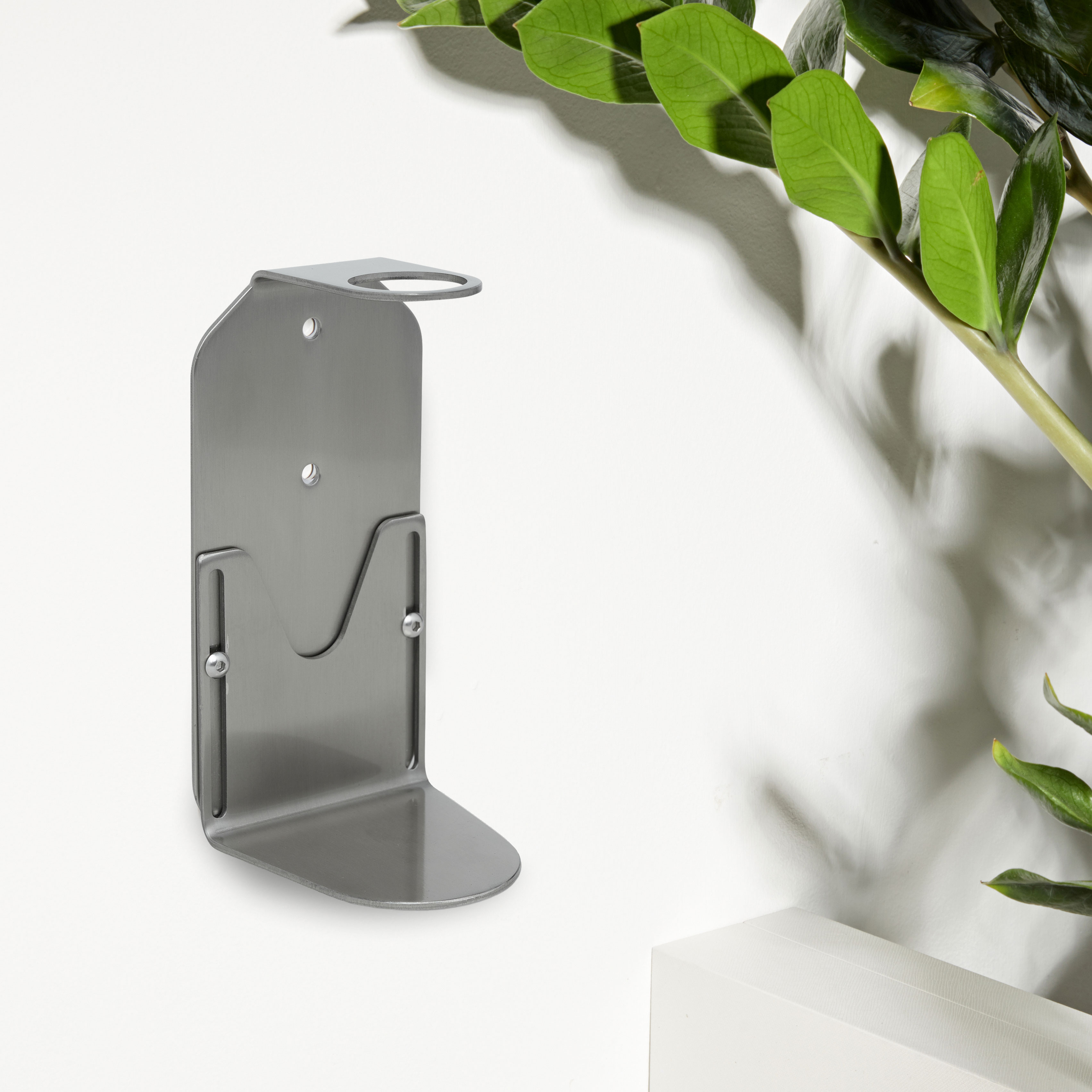 Porte savon liquide mural argent satiné