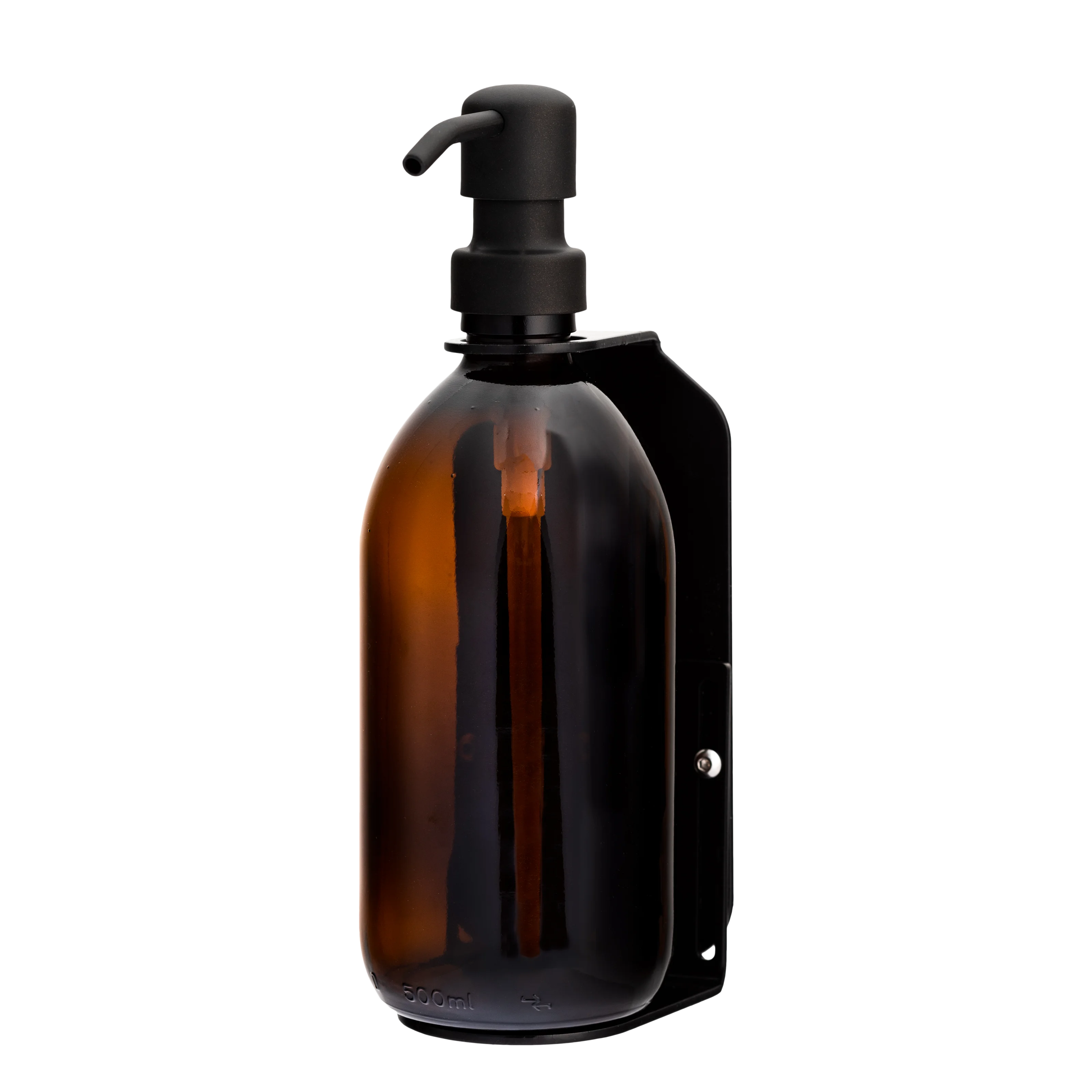 Distributeur de savon mural simple noir Distributeur ambre 500 ml avec pompe en métal noir