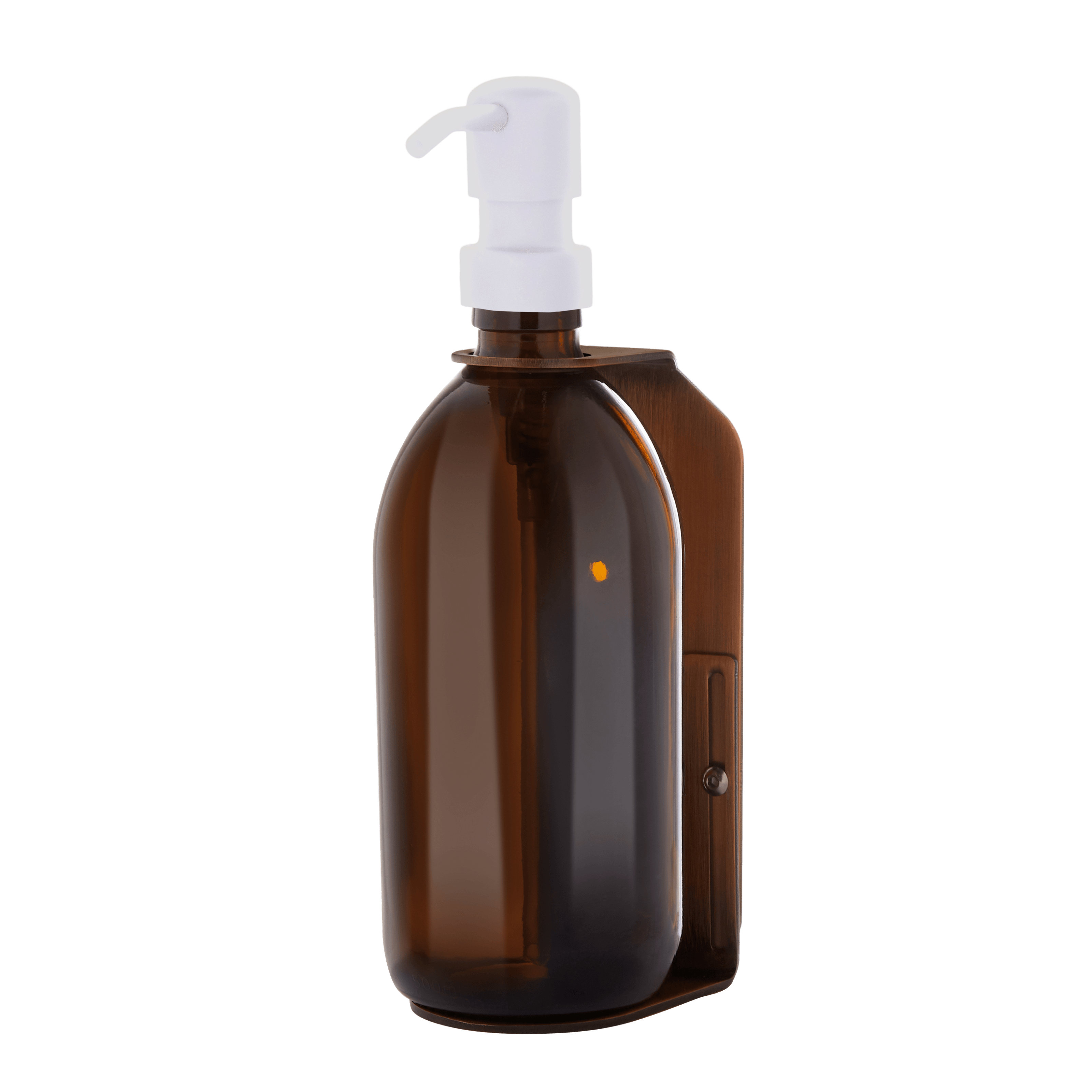 Distributeur de savon mural cuivre avec bouteilles ambres de 250ml et pompe blanc