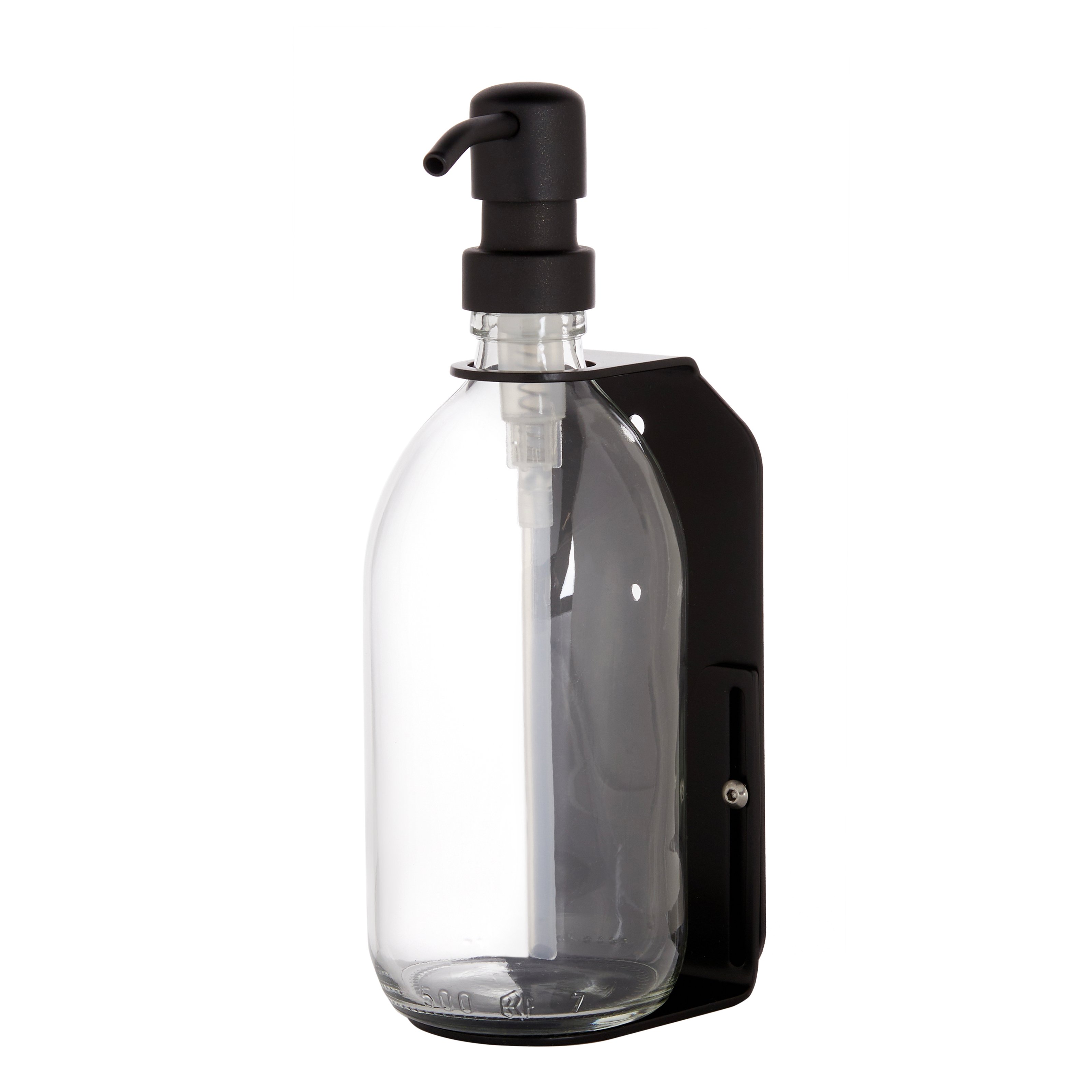 Clear wall mounted Soap dispenser 250ml with black holder
