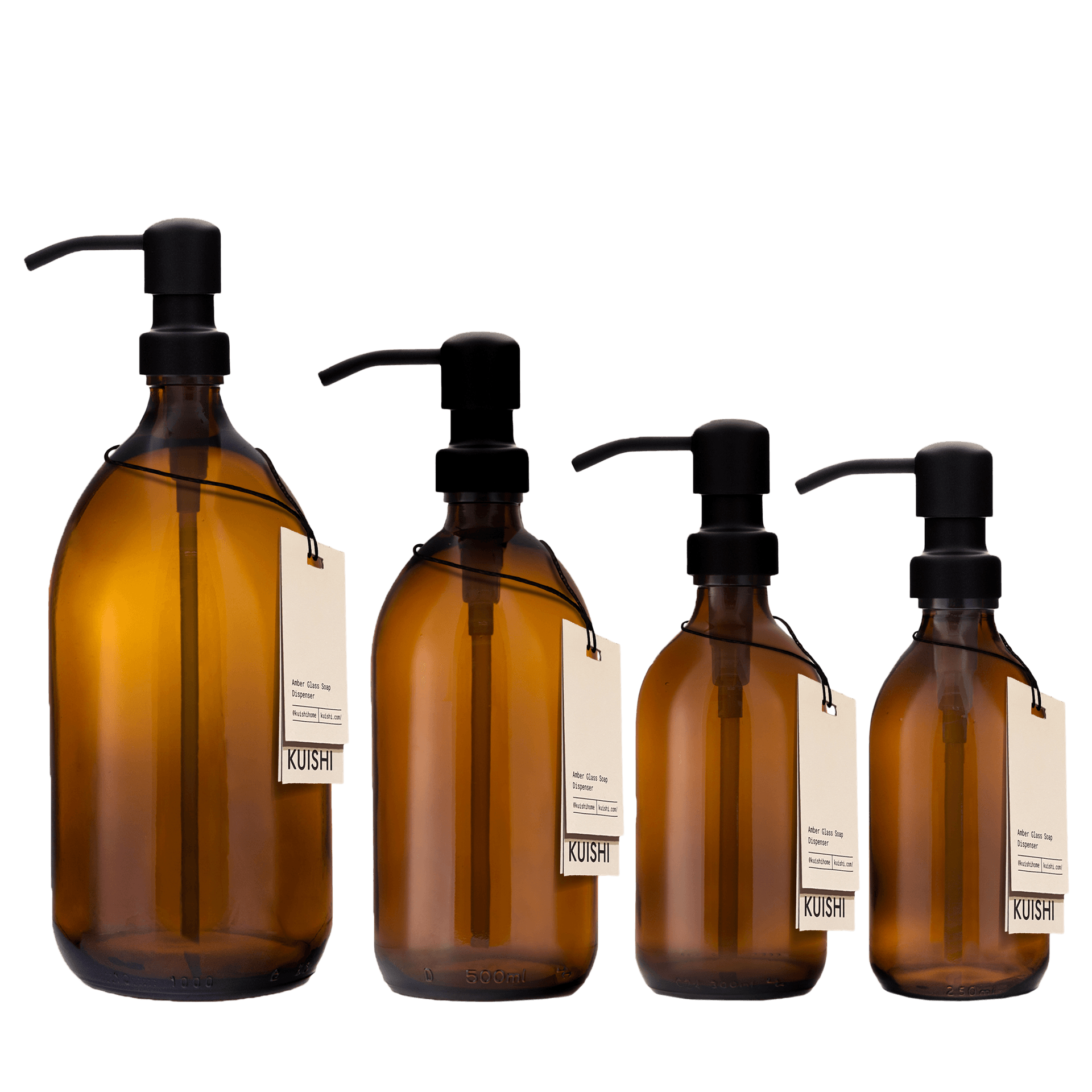 Amber Glass Soap Dispenser With Stainless Steel Pump