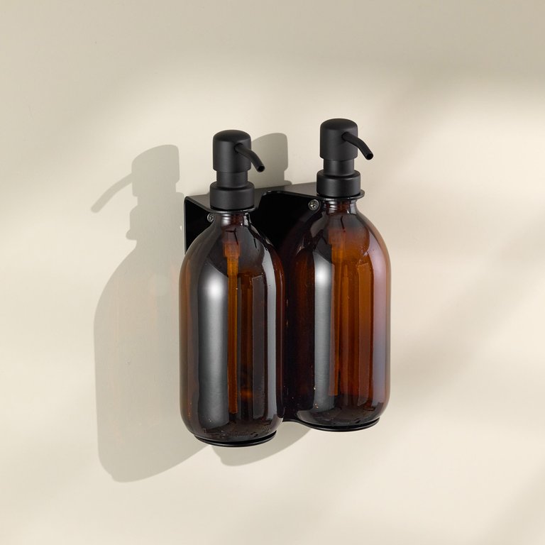 Black Double Wall Mounted Soap Dispenser