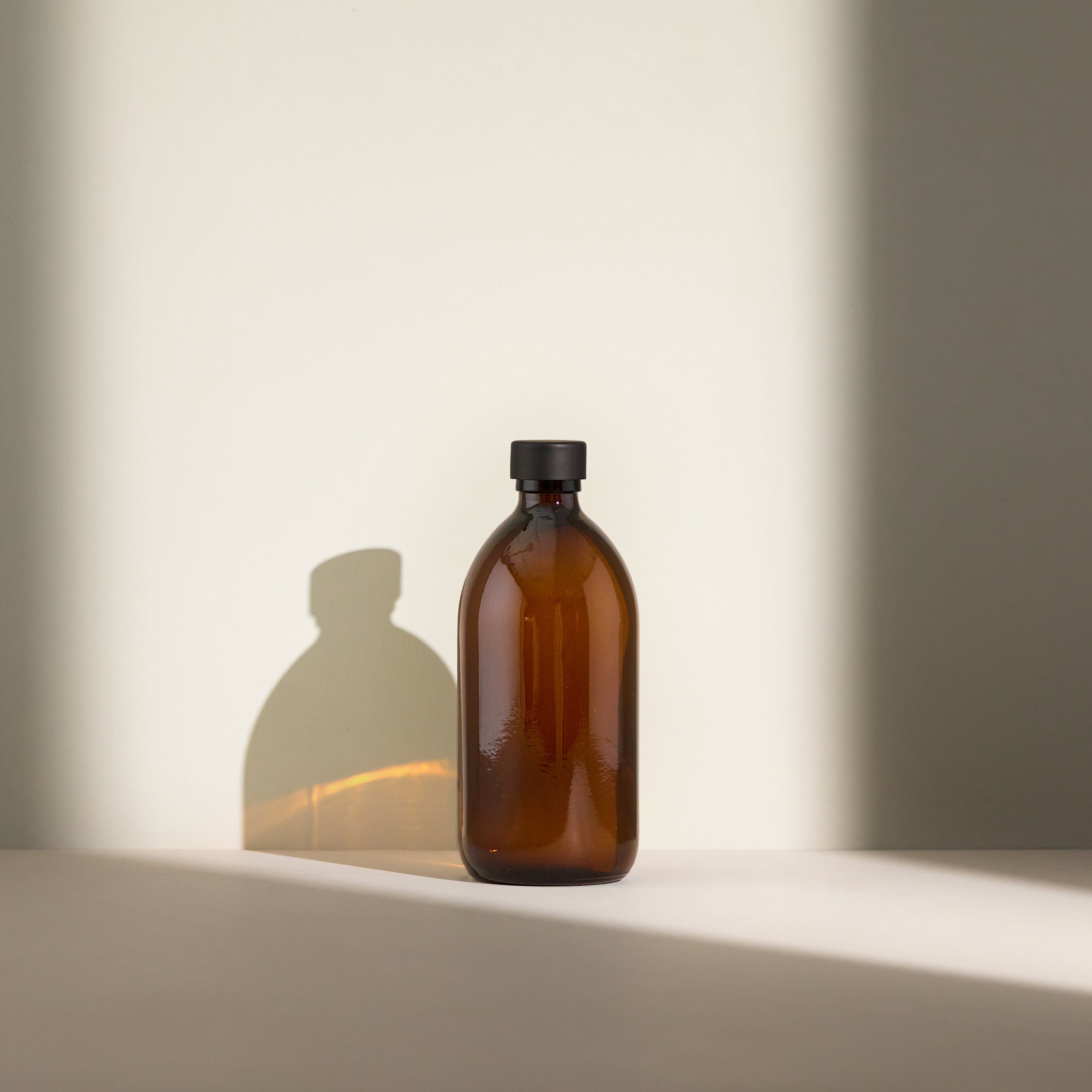 Amber Glass Bottle and Metal Cap