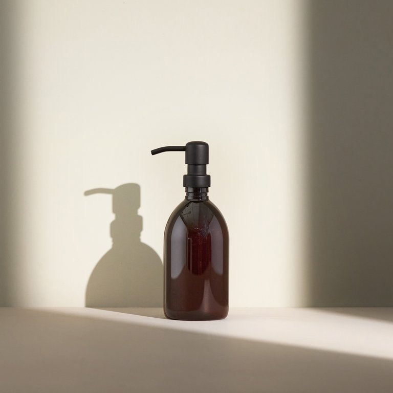 Amber Plastic Soap Dispenser with Stainless Steel Pump