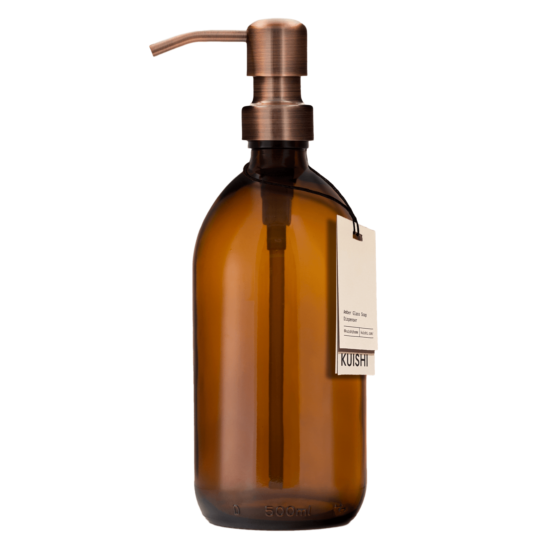 Amber Glass Soap Dispenser 500ml With Bronze Pump