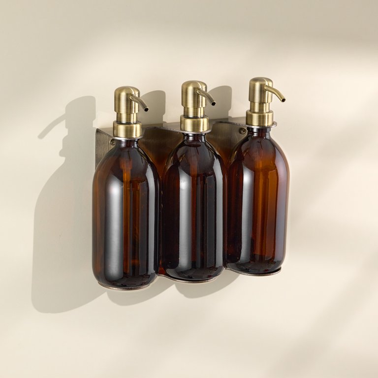 Gold Triple Refillable Wall Mounted Soap Dispenser