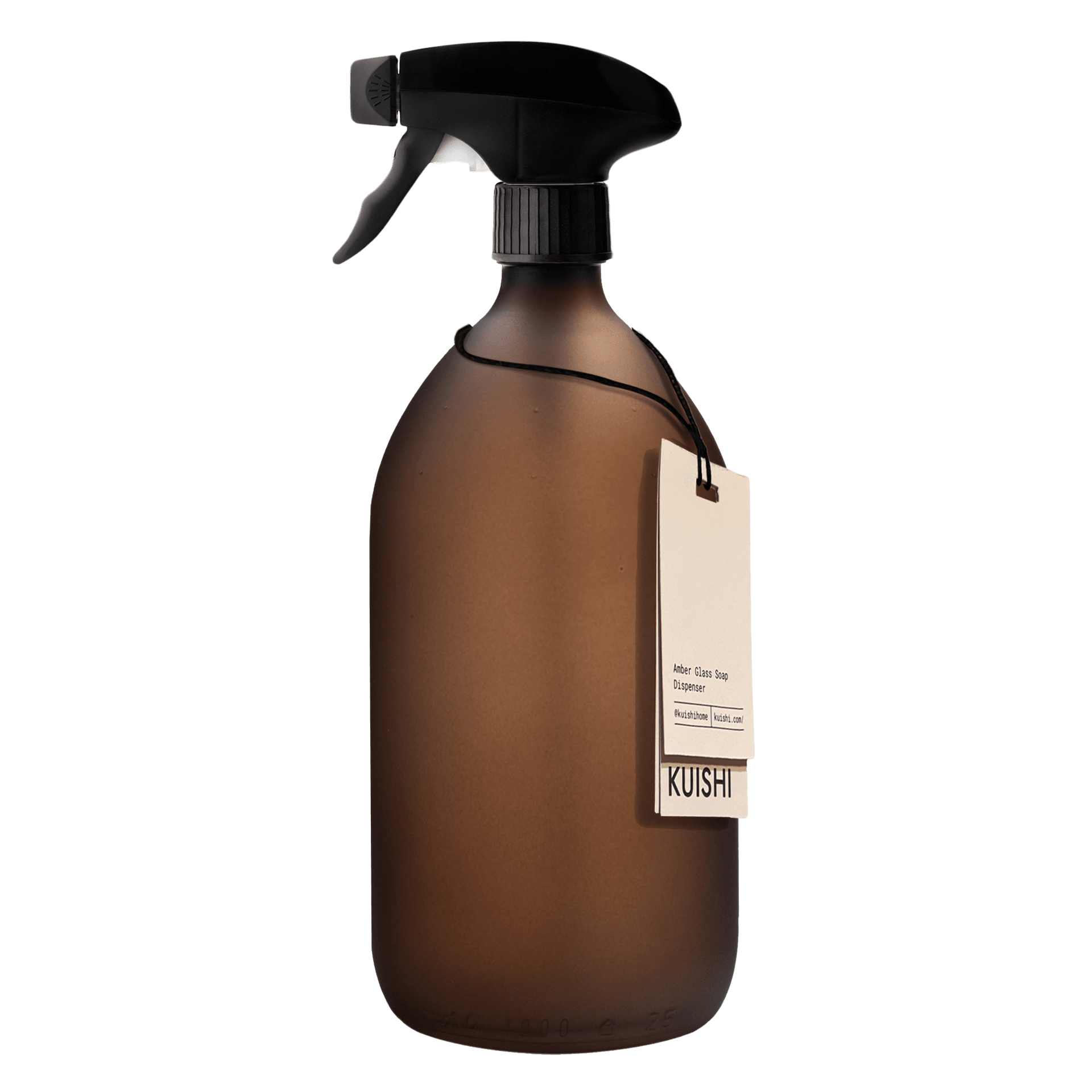 Botella pulverizadora con gatillo de vidrio ámbar esmerilado Gatillo negro 1000 ml