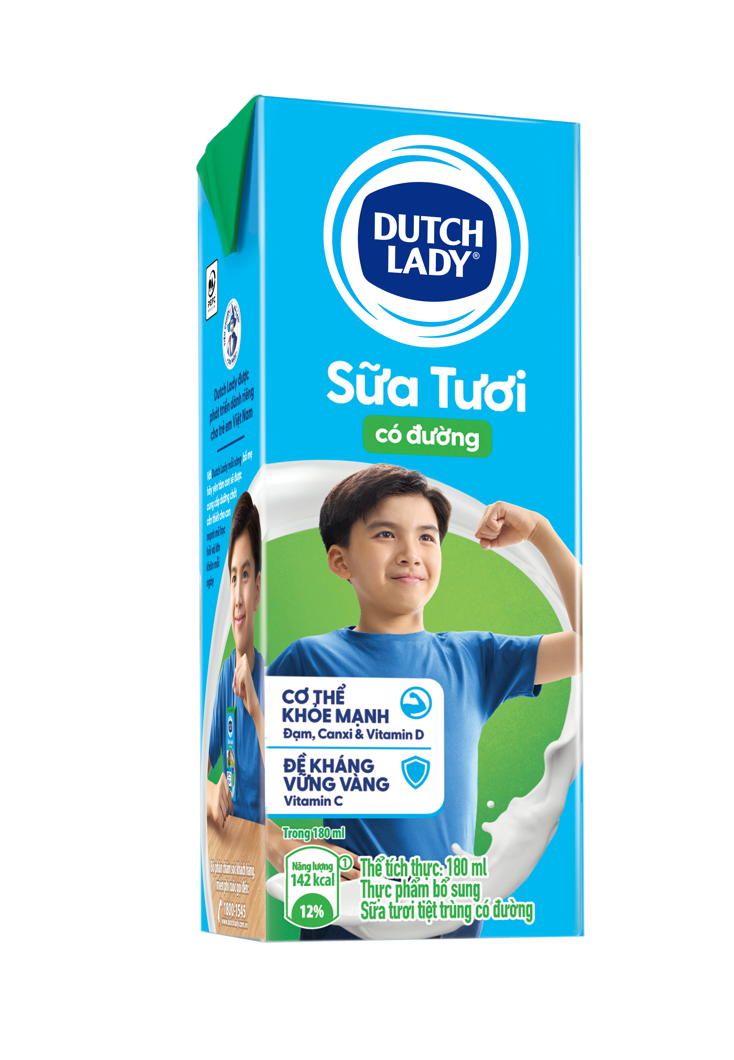 Hộp Sữa Tươi Dutch Lady Có Đường 180 ml