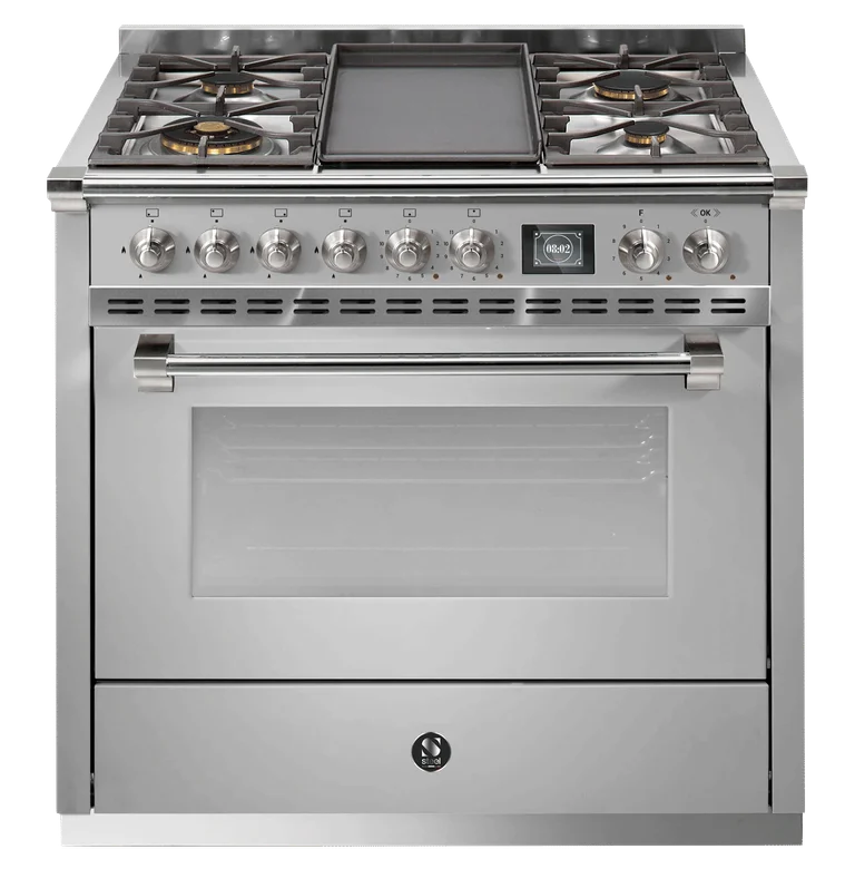 Ascot - Combi-steam - Gaskomfur 90 cm (1 ovn) + BBQ - Rustfrit/Nikkel - Steel