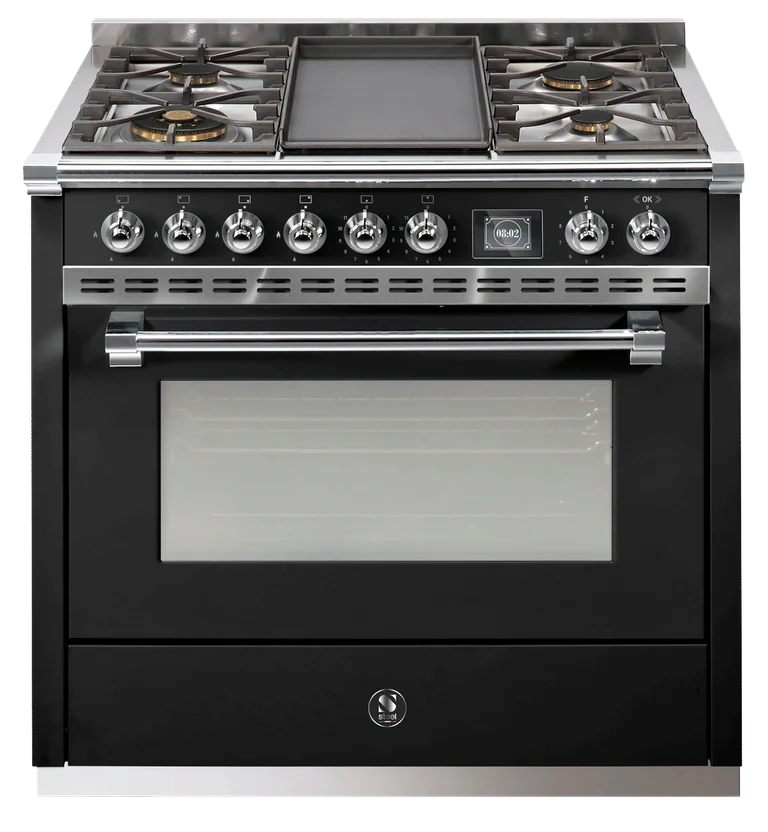 Ascot - Combi-steam - Gaskomfur 90 cm (1 ovn) + BBQ - Sort/Krom - Steel