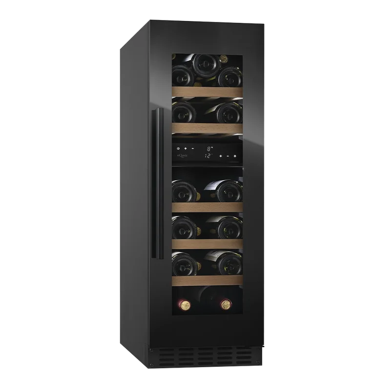 Vinkøleskab til indbygning Champagnekøleskab 30 cm bred - WineCave 800 30D Fullglass Black - sort vinyl - støjsvag