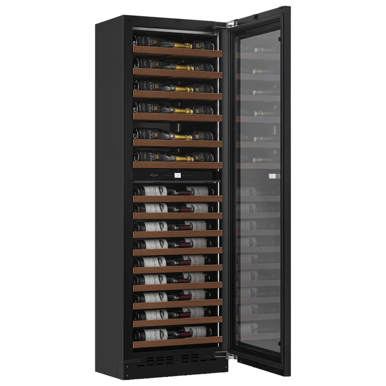 Innbyggbart vinskap - WineCave 182 Slim Fullglass Black - Push-Pull - mQuvée