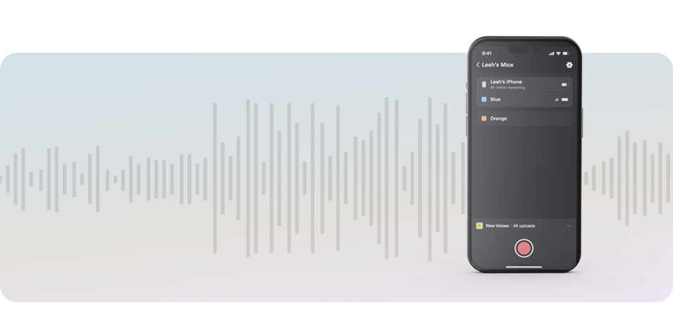 Soundwaves and phone showing Nomono Studio App