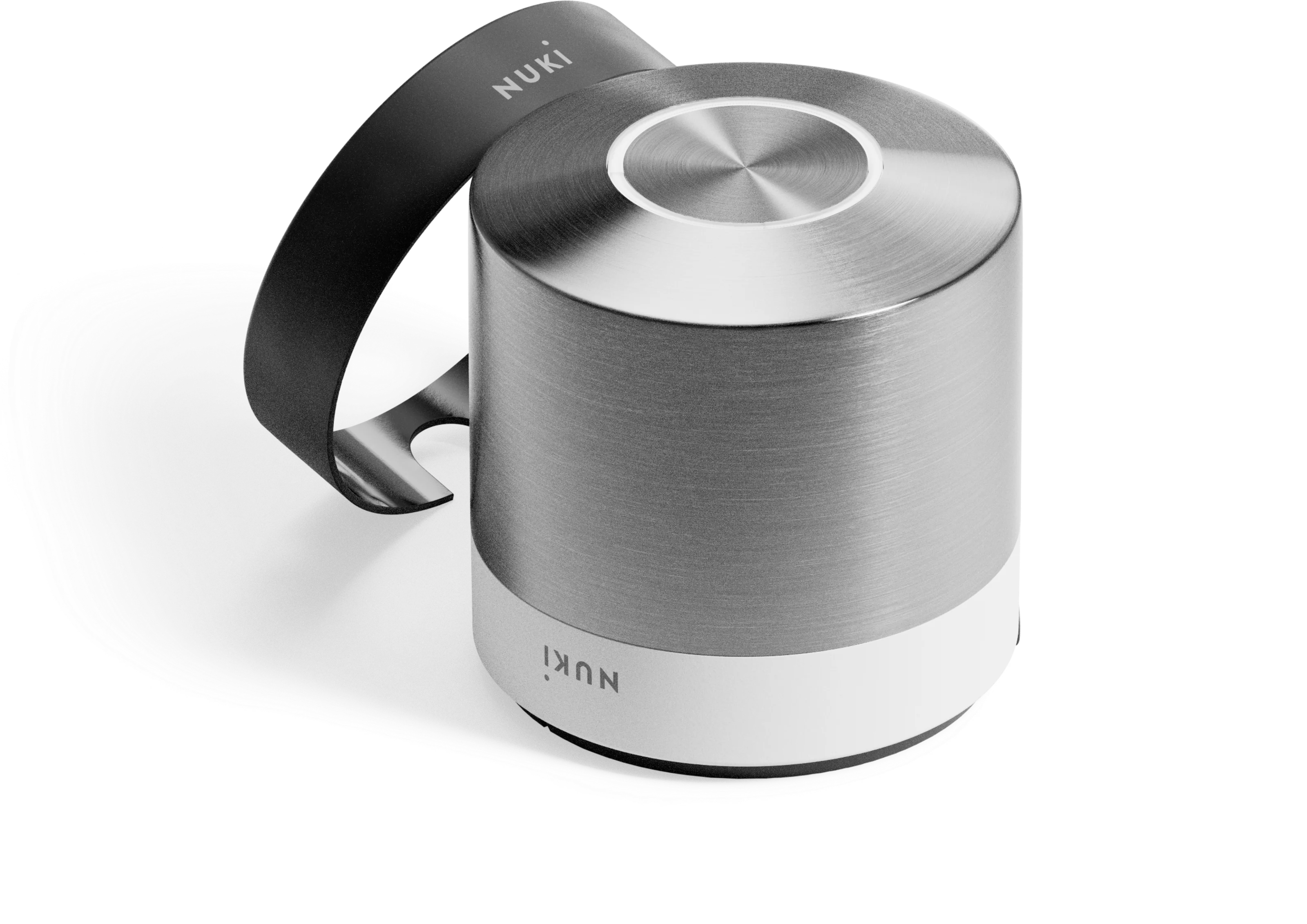 Nuki Smart Lock Ultra with interchangeable rings in white and black.