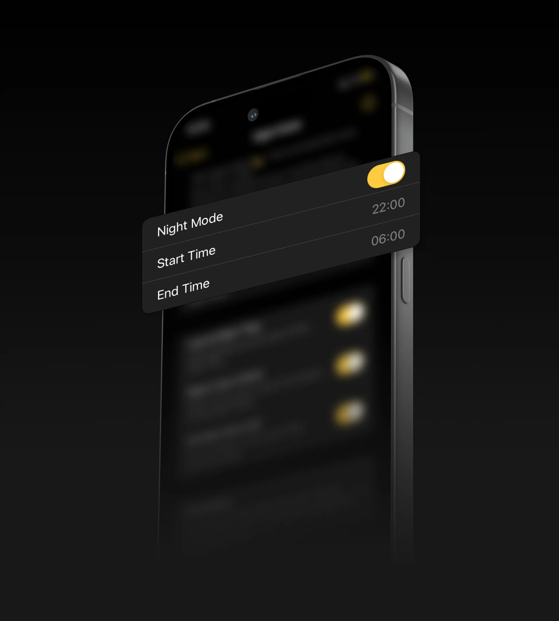 Smartphone screen showing the Nuki app with Night Mode enabled, set from 22:00 to 06:00.
