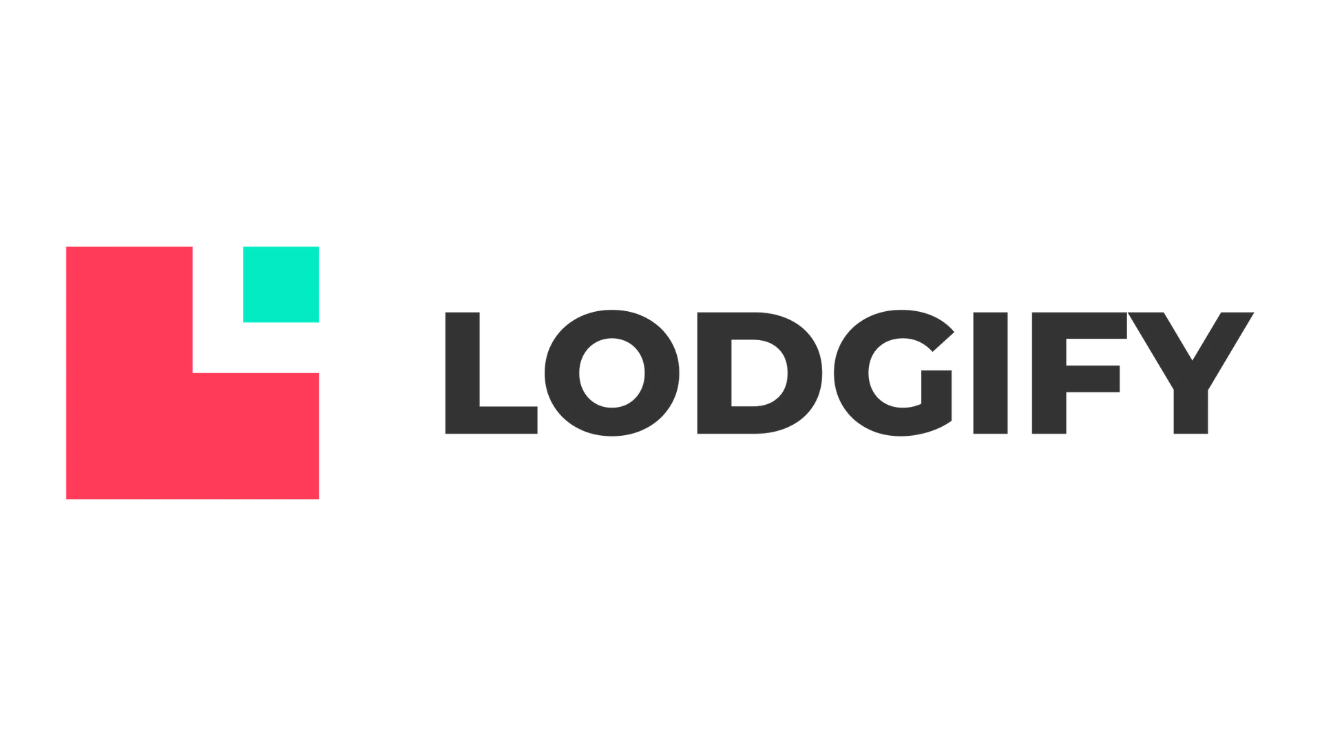 Lodgify logo in black with wordmark and icon.