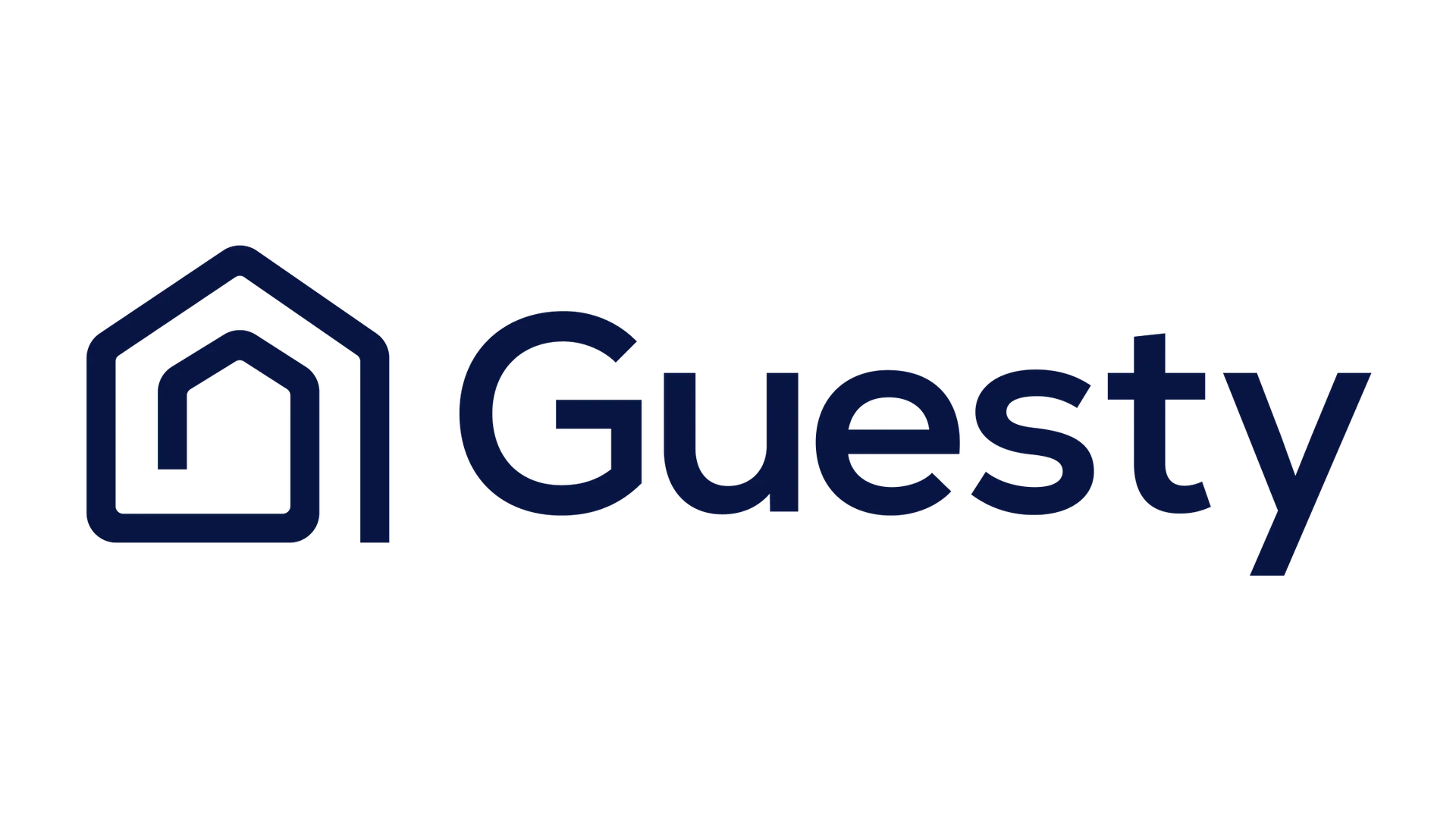 Guesty logo with blue icon and wordmark.