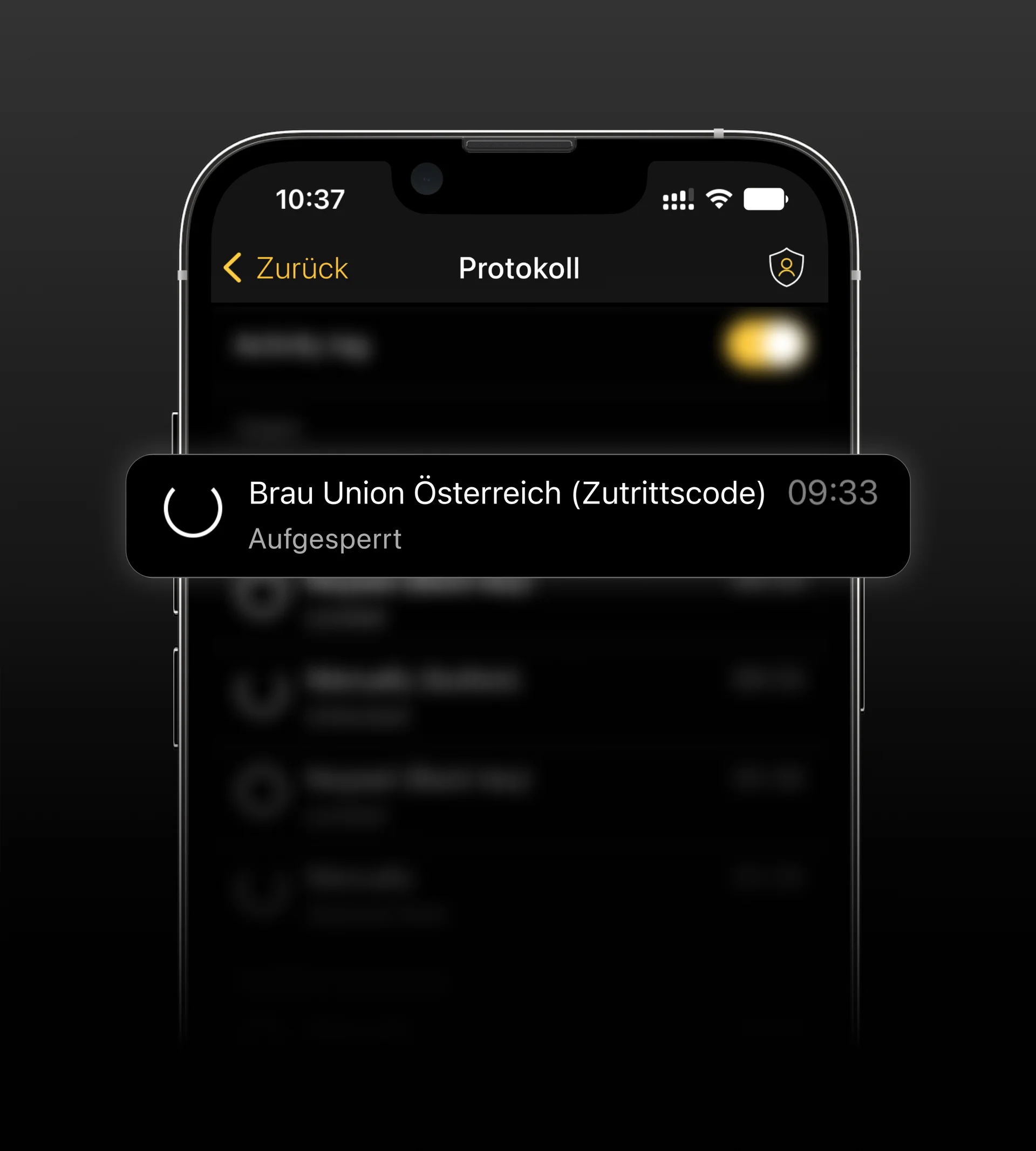 A phone screen with one Activity of the Activity Log in the Nuki App in focus