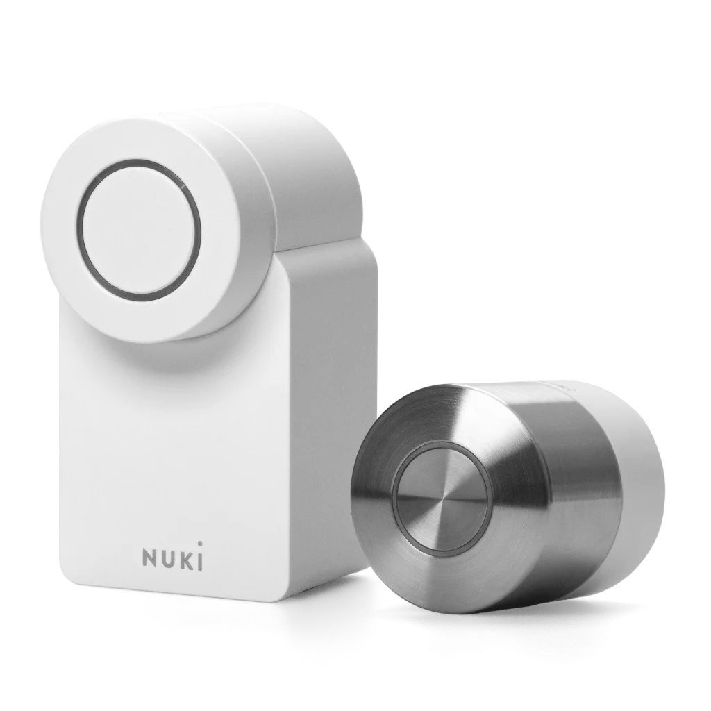 The Nuki Smart Lock Ultra and the Smart Lock Pro next to each other.
