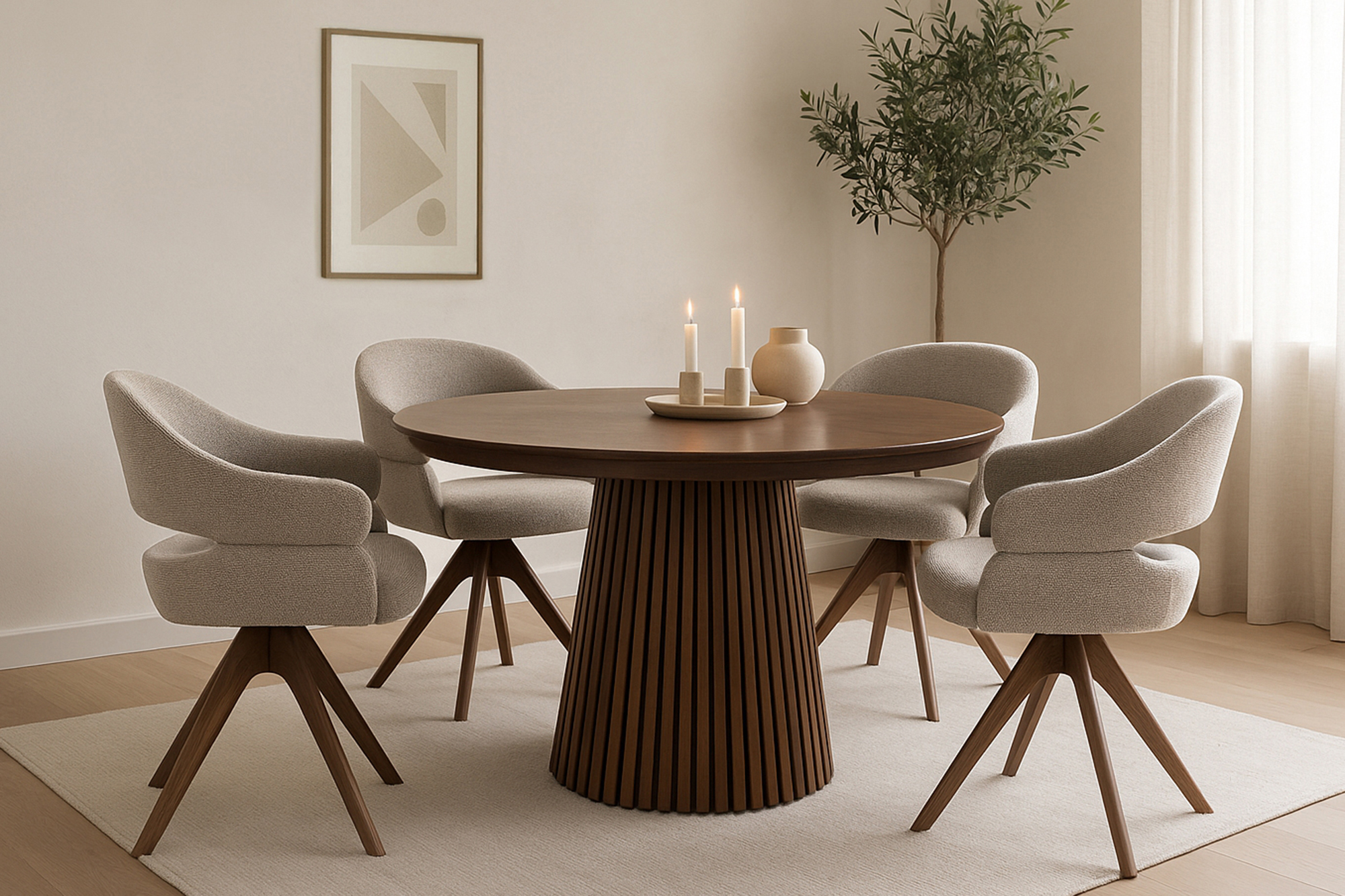 Olivia Rundt Uttrekk Spisebord Dia120-280 x H75cm Røkt