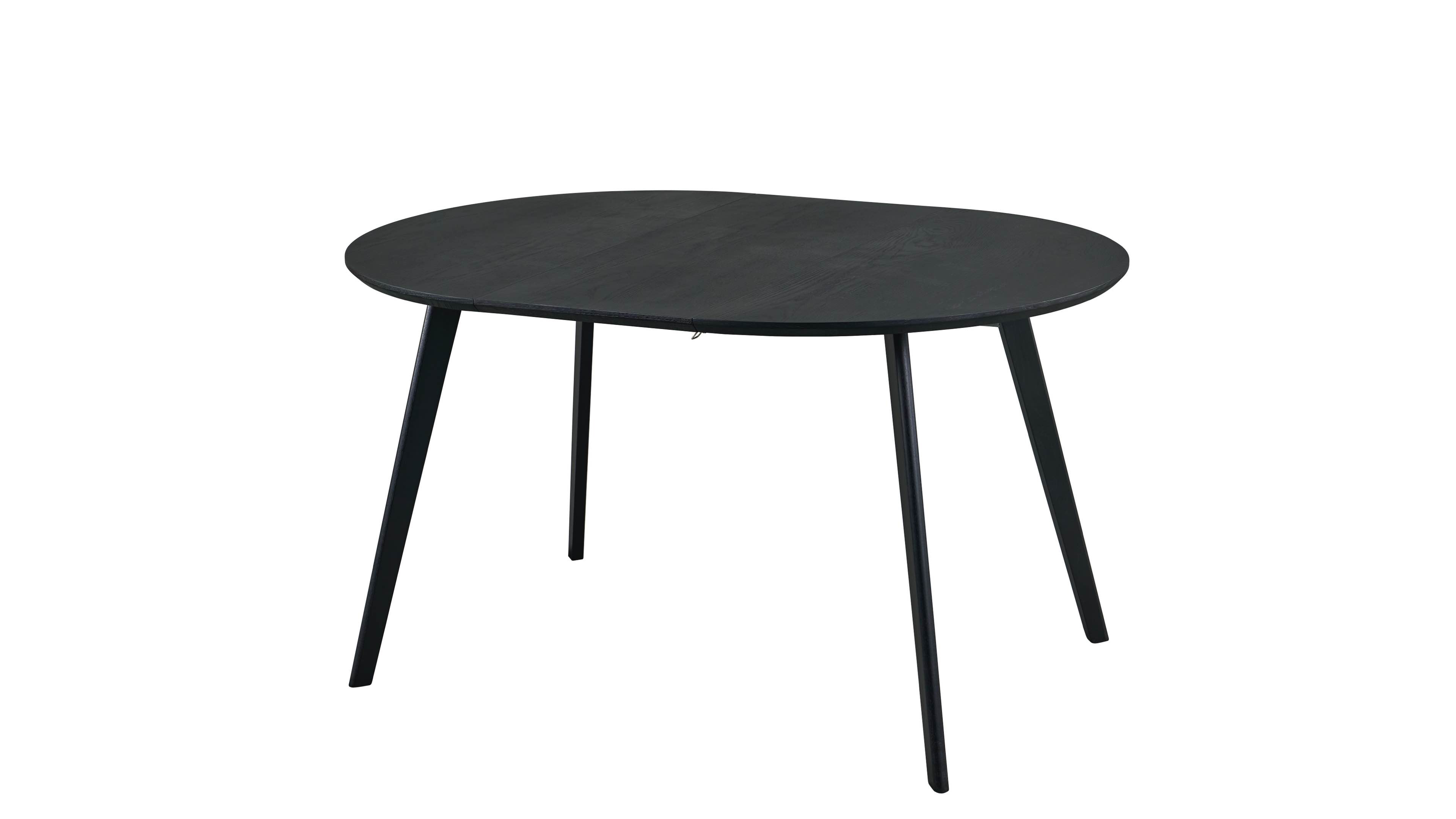 Linnea rund spisegruppe D100-180 sort med Selma spisestoler beige