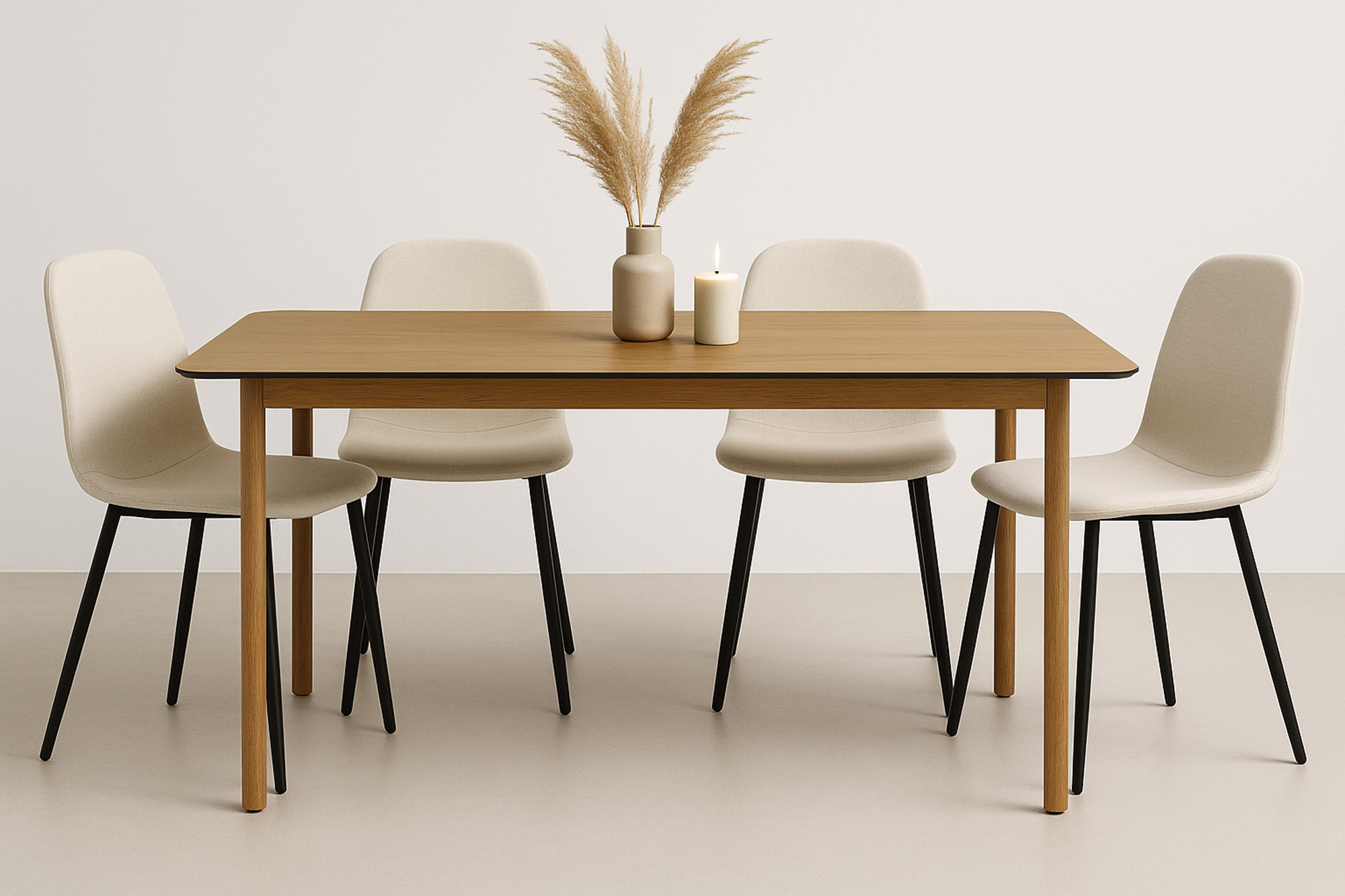 Mina spisebord 160x90x75 Natur Melamine, Natur metall bein