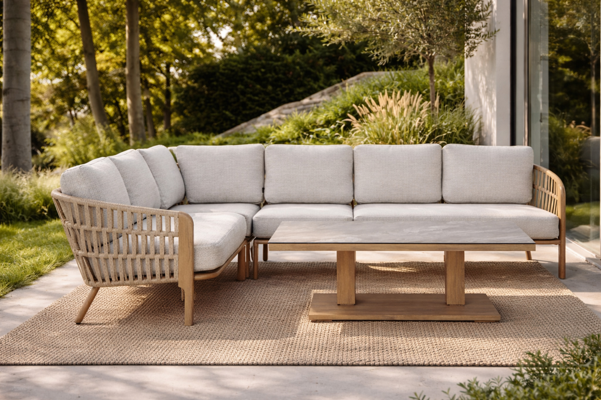 Signe vendbar hjørnesofa m hevesenke bord