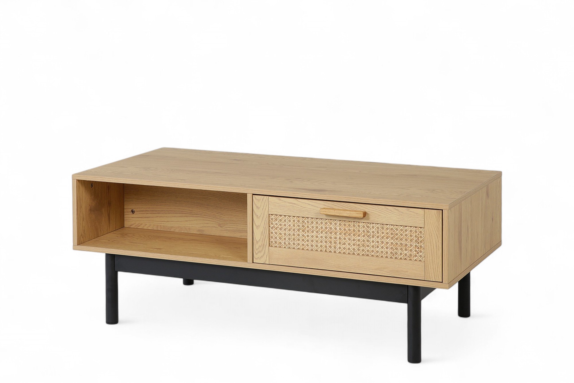Mina sofabord 120x60x45 Natur Melamine, Sorte metall bein