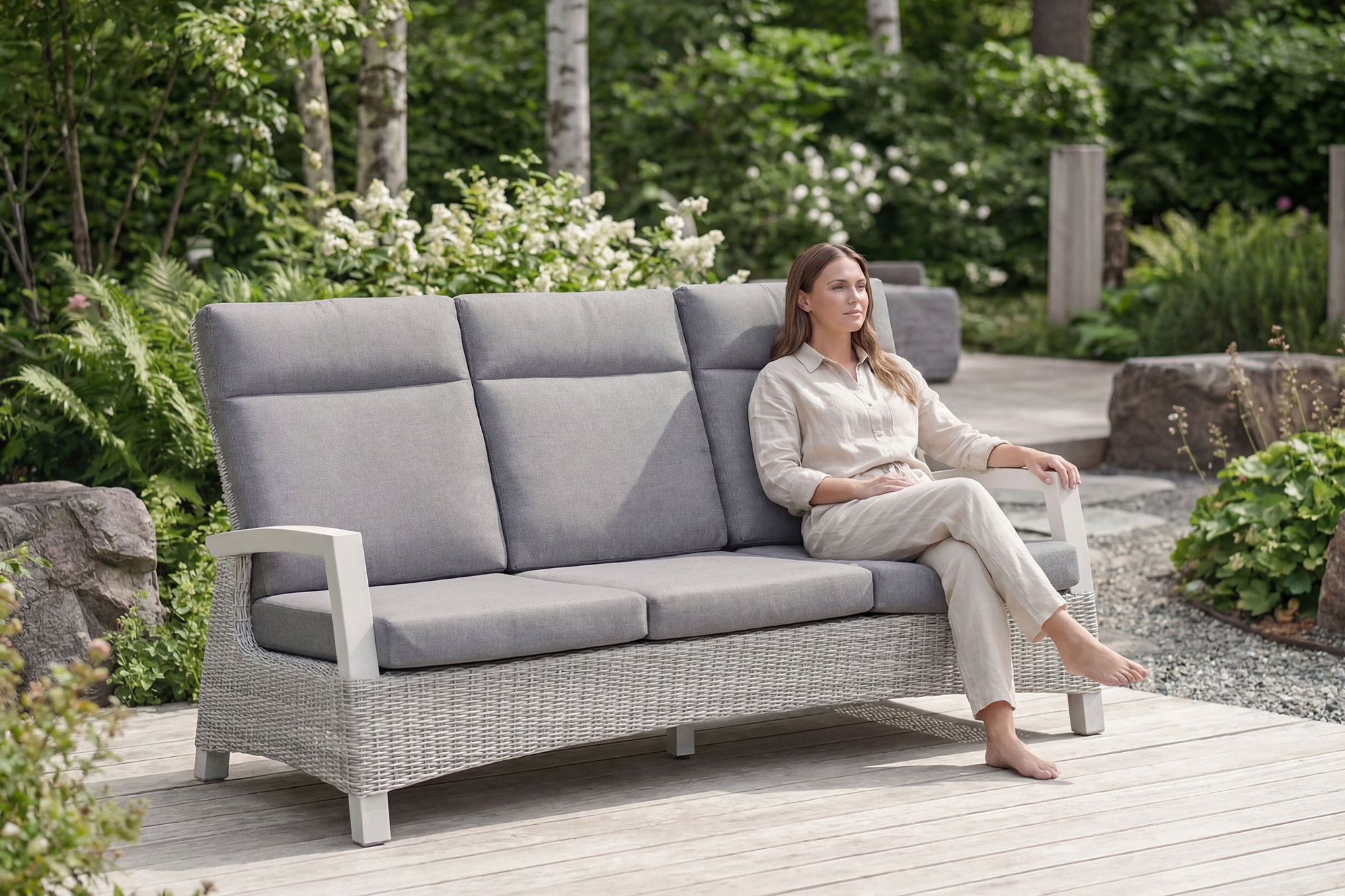 Queens 3 seter Regulerbar hagesofa