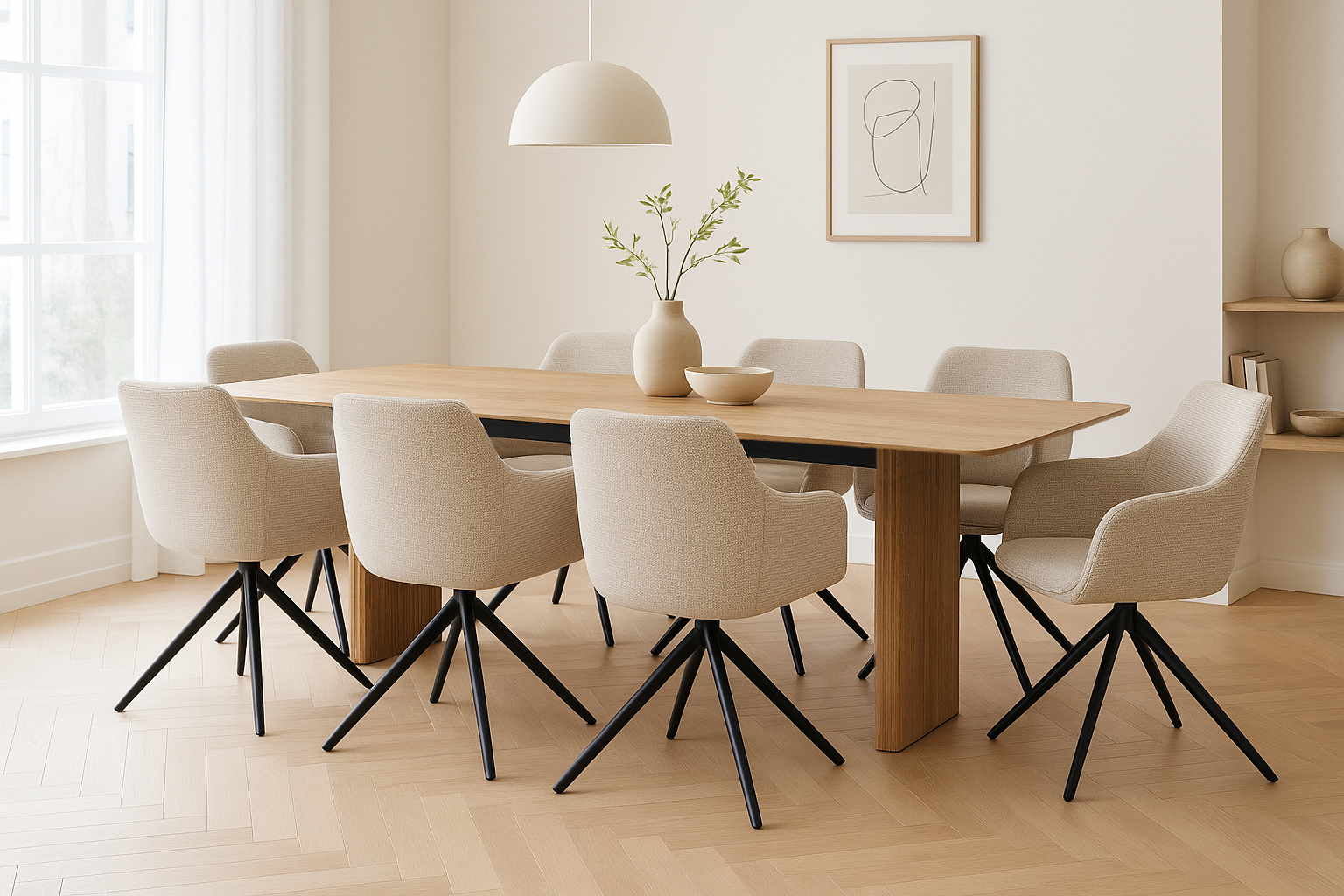 Birk Uttrekk Spisebord 160-205 x 90 x H76cm Natur