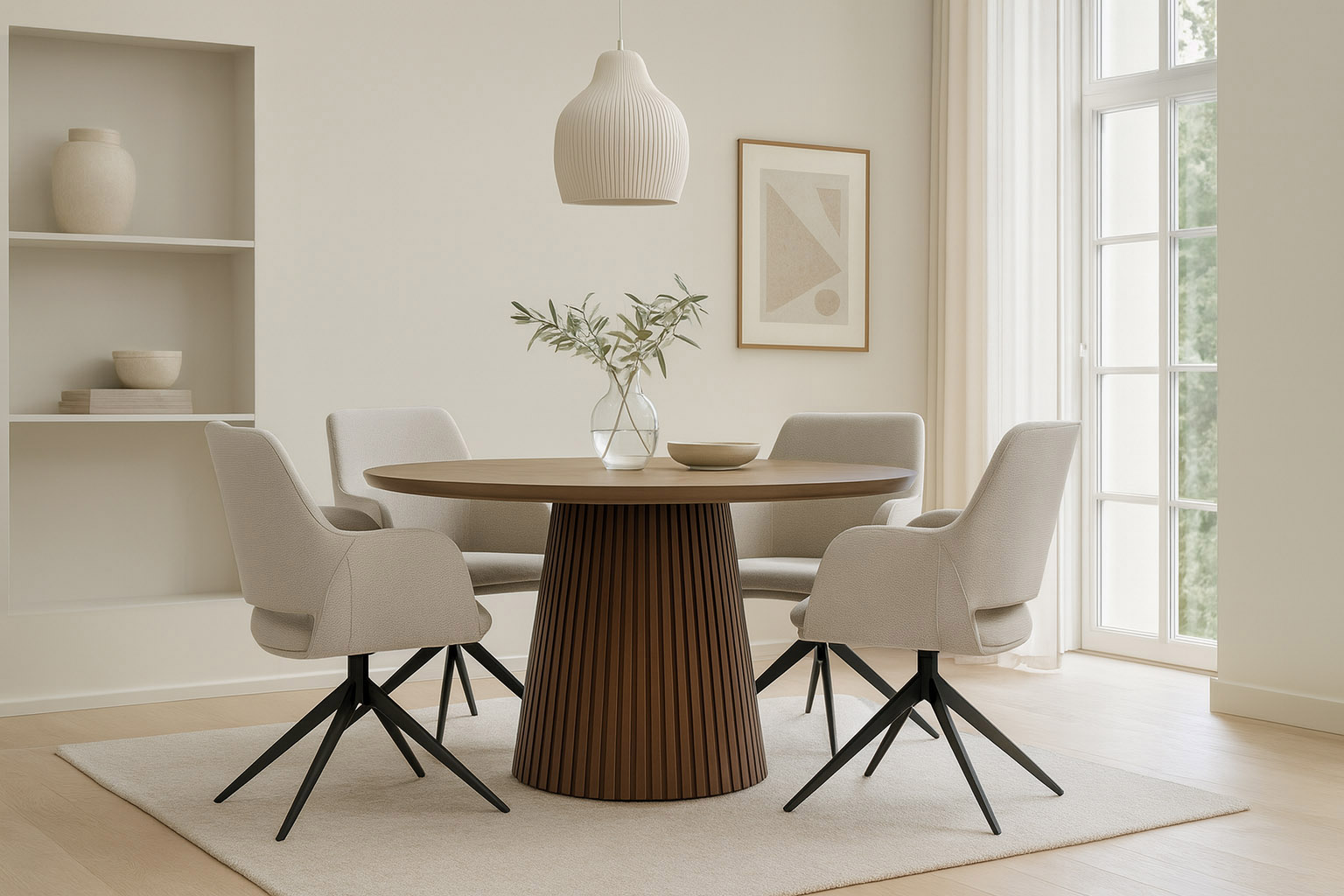 Olivia Rundt Uttrekk Spisebord Dia135-400 x H75cm Røkt