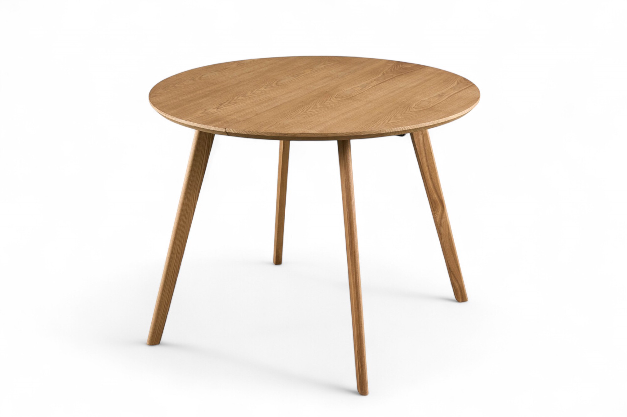 Linnea rund spisegruppe D100-180 natur med Lykke spisestoler i beige