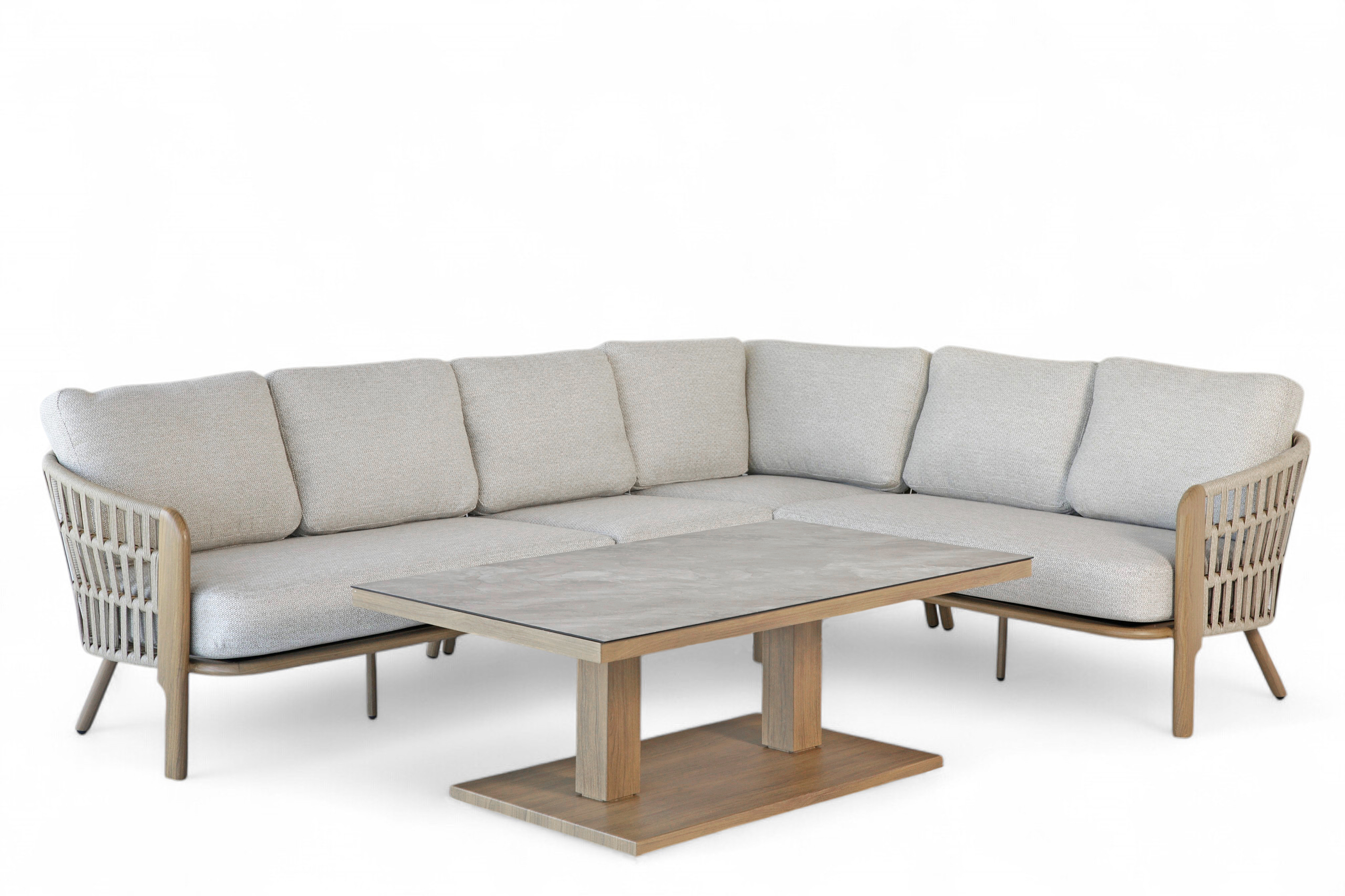 Signe vendbar hjørnesofa m hevesenke bord