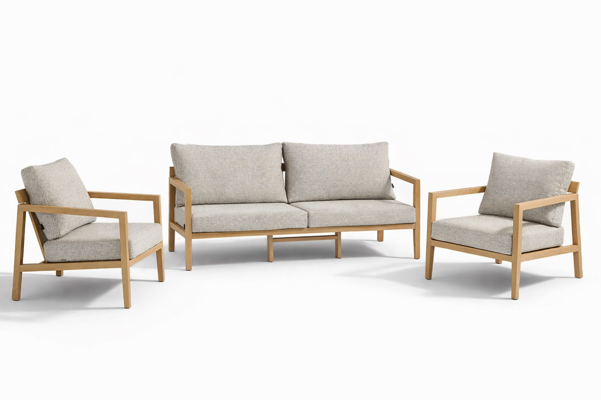 Vendela Hagegruppe 3+1+1 OakShield aluminium med Greige OakTekstil Pute