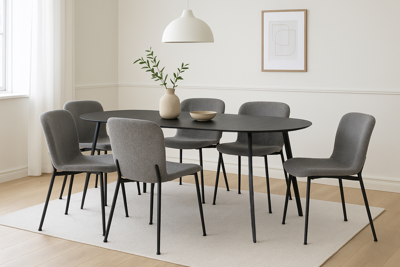 Linnea Rundt Uttrekk Spisebord Dia100-180 x H76cm Sort