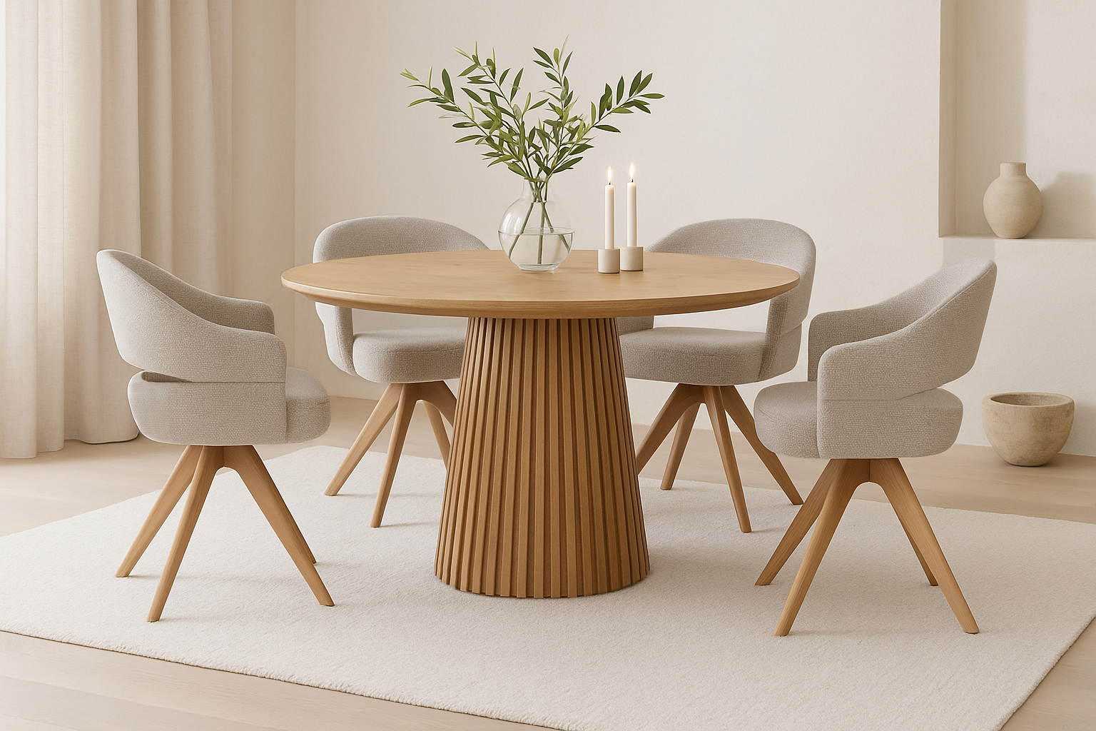 Olivia Rundt Uttrekk Spisebord Dia120-280 x H75cm Natur