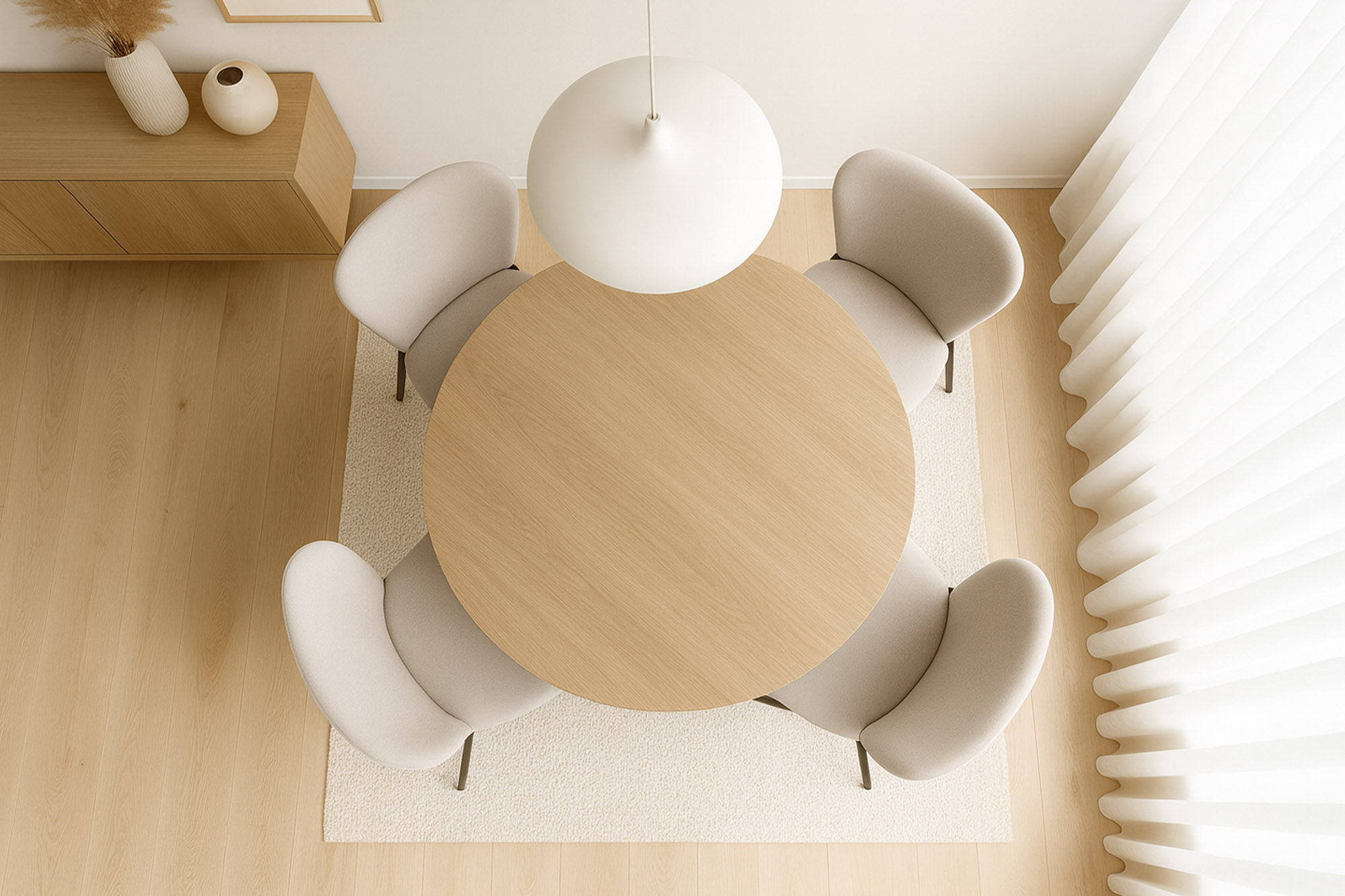 Melania spisegruppe D120 natur med Lovisa spisestoler beige
