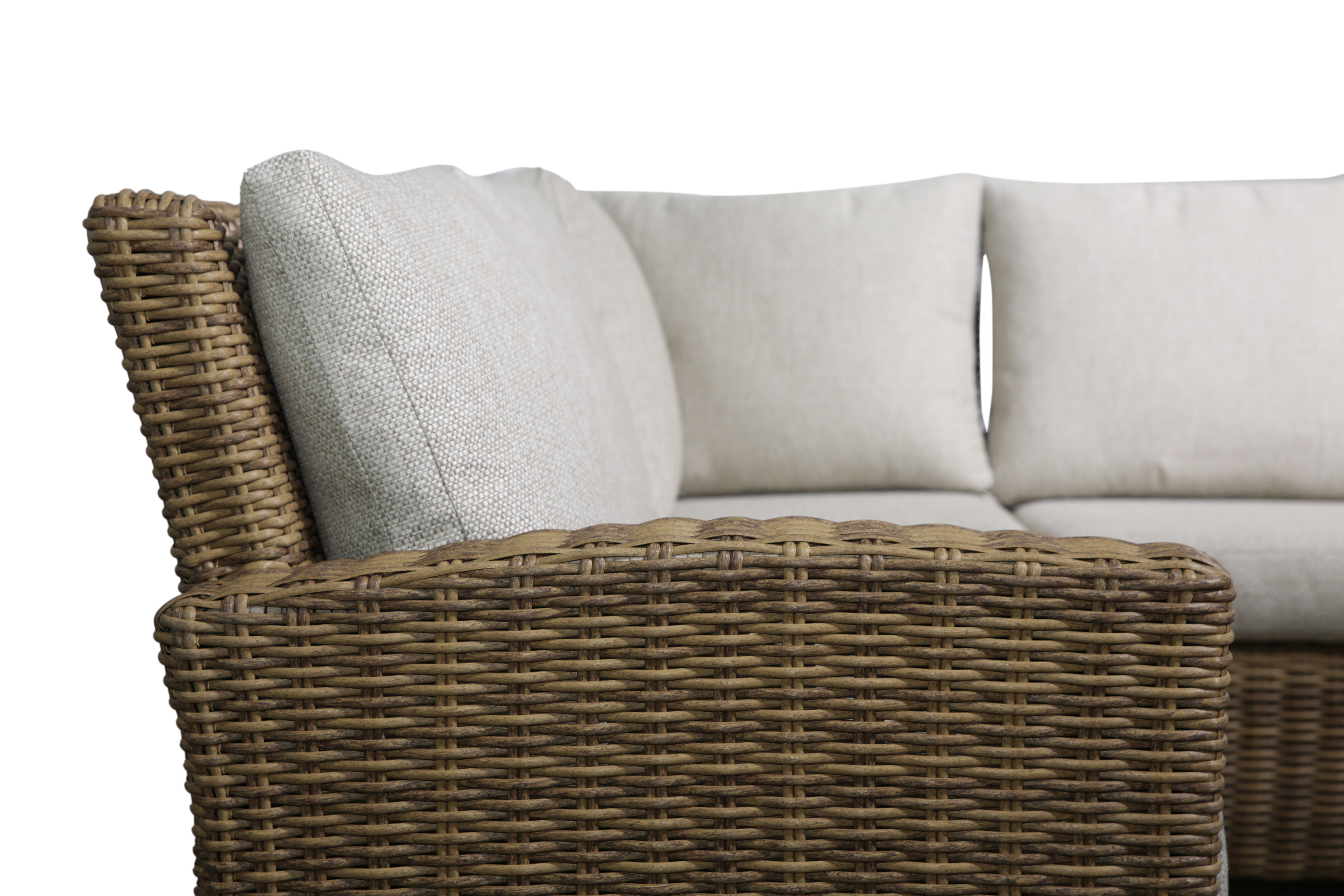Noah Hagegruppe 3+1+1+ Høyt Bord Keramisk glasstopp-Natur flett Natur beige puter