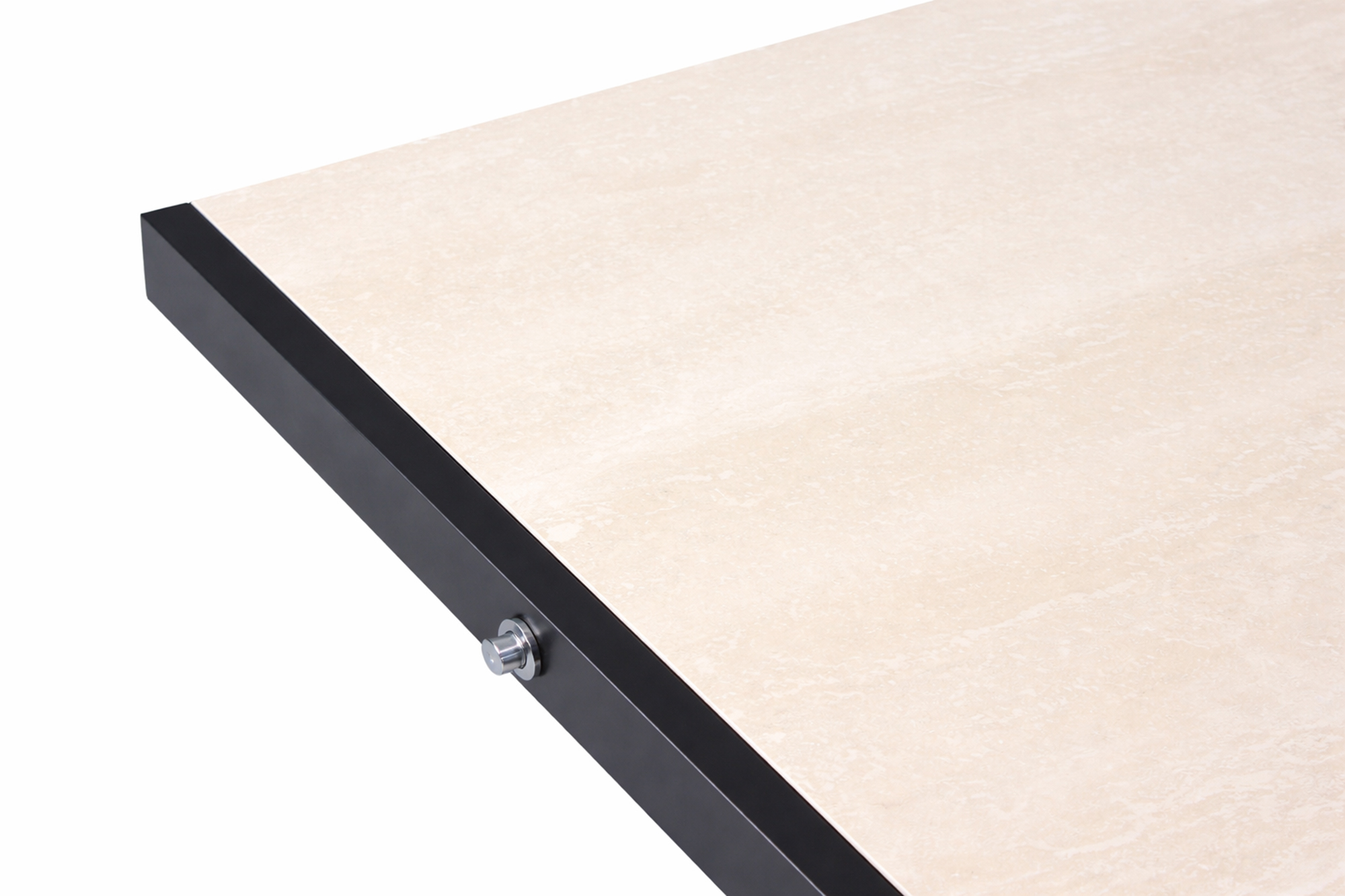 Vendela Heve senkebord 120 × 65cm med Koks akuminium ramme og beige Sinter stone bordplate