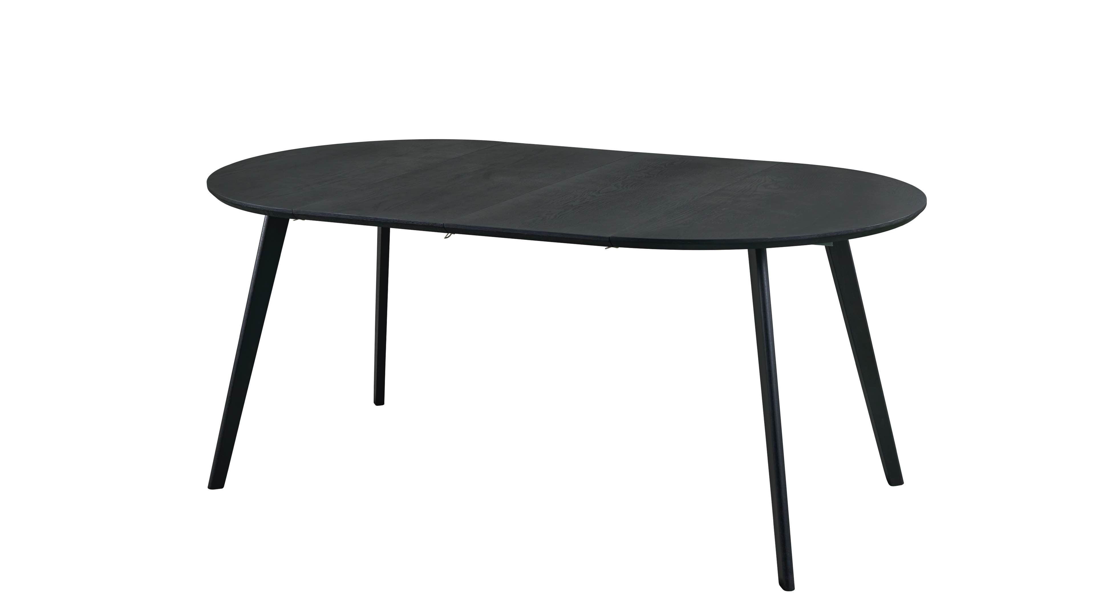 Linnea rund spisegruppe D100-180 sort med Selma spisestoler beige