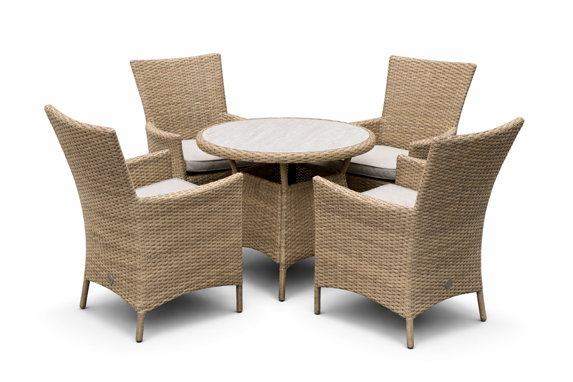Naples spisegruppe D110 med 4 stoler natur flett med natur pute