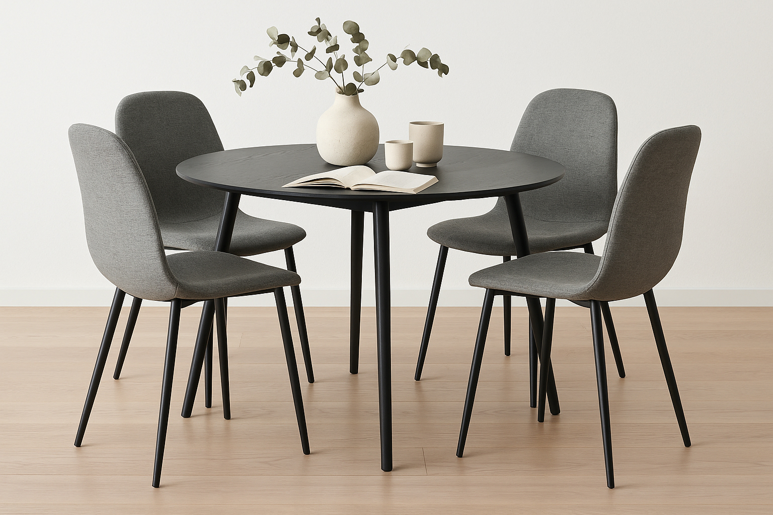Linnea Rundt Uttrekk Spisebord Dia100-180 x H76cm Sort