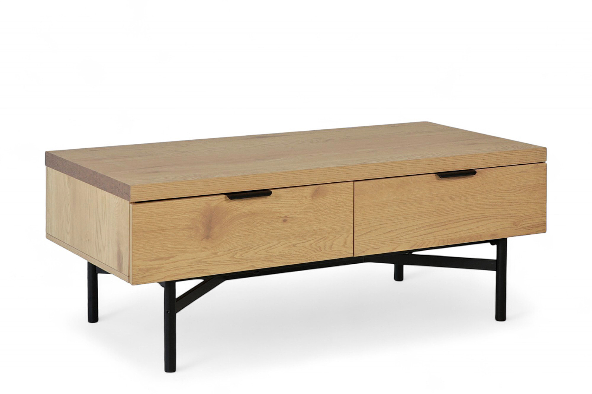 Melania sofabord 120x60x47 Natur Melamine, Sorte metall bein