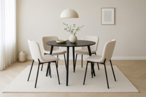 Linnea Rundt Uttrekk Spisebord Dia100-180 x H76cm Sort