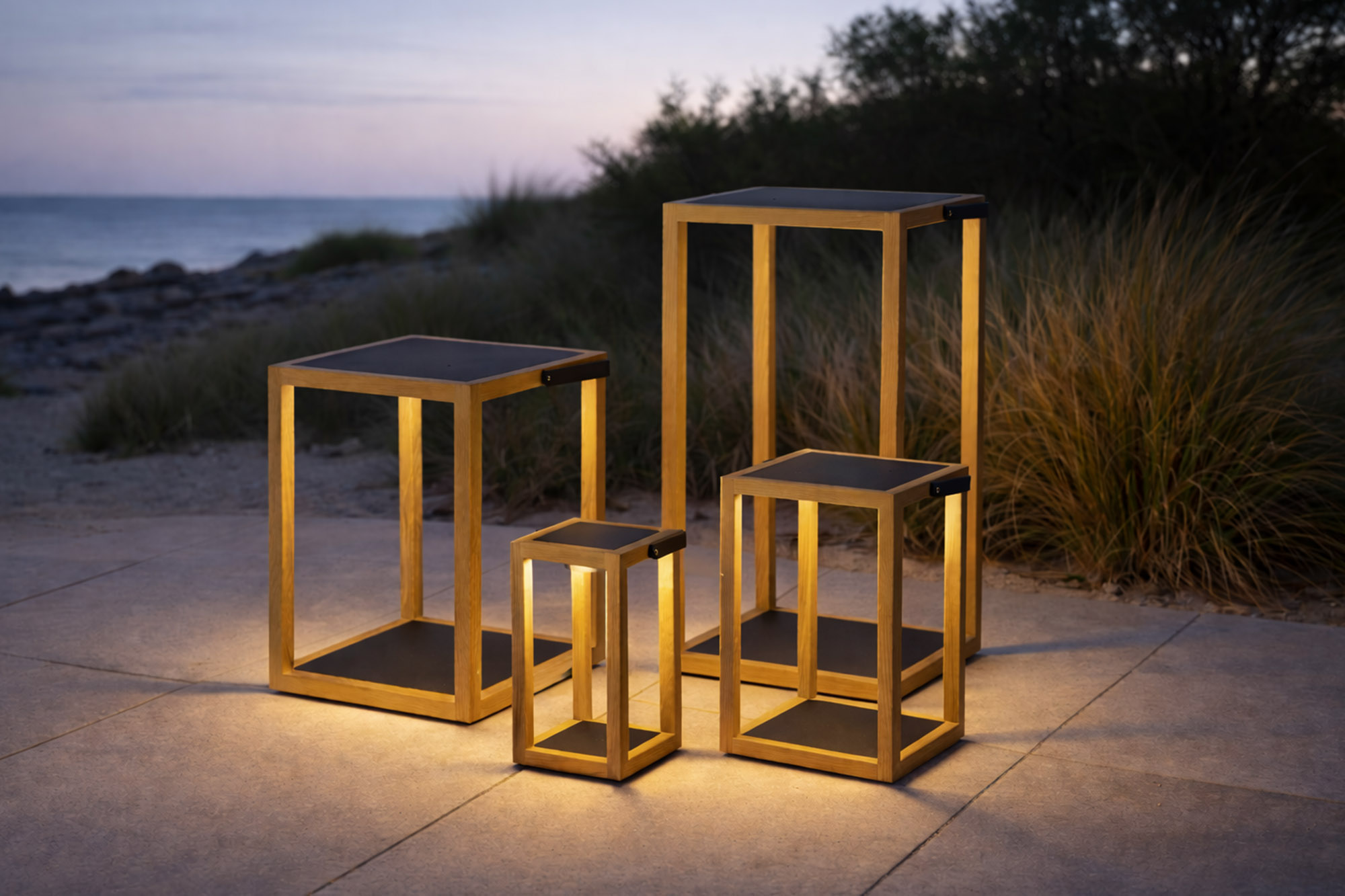 Tord 2pk.solselle LED Lykt sett Teak OakShield aluminium